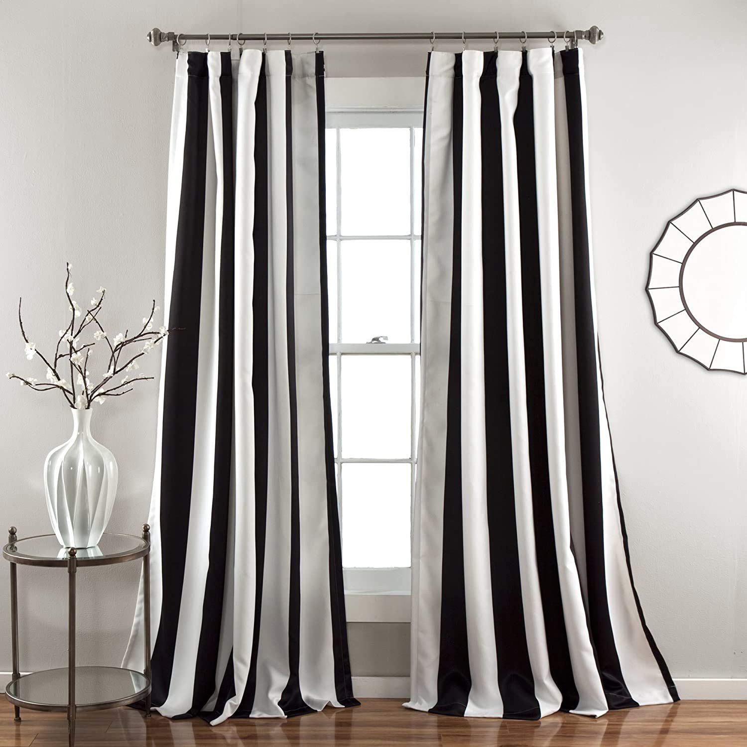 Wilbur Stripe Room Darkening Window Curtain Panels Black 52X95 Set