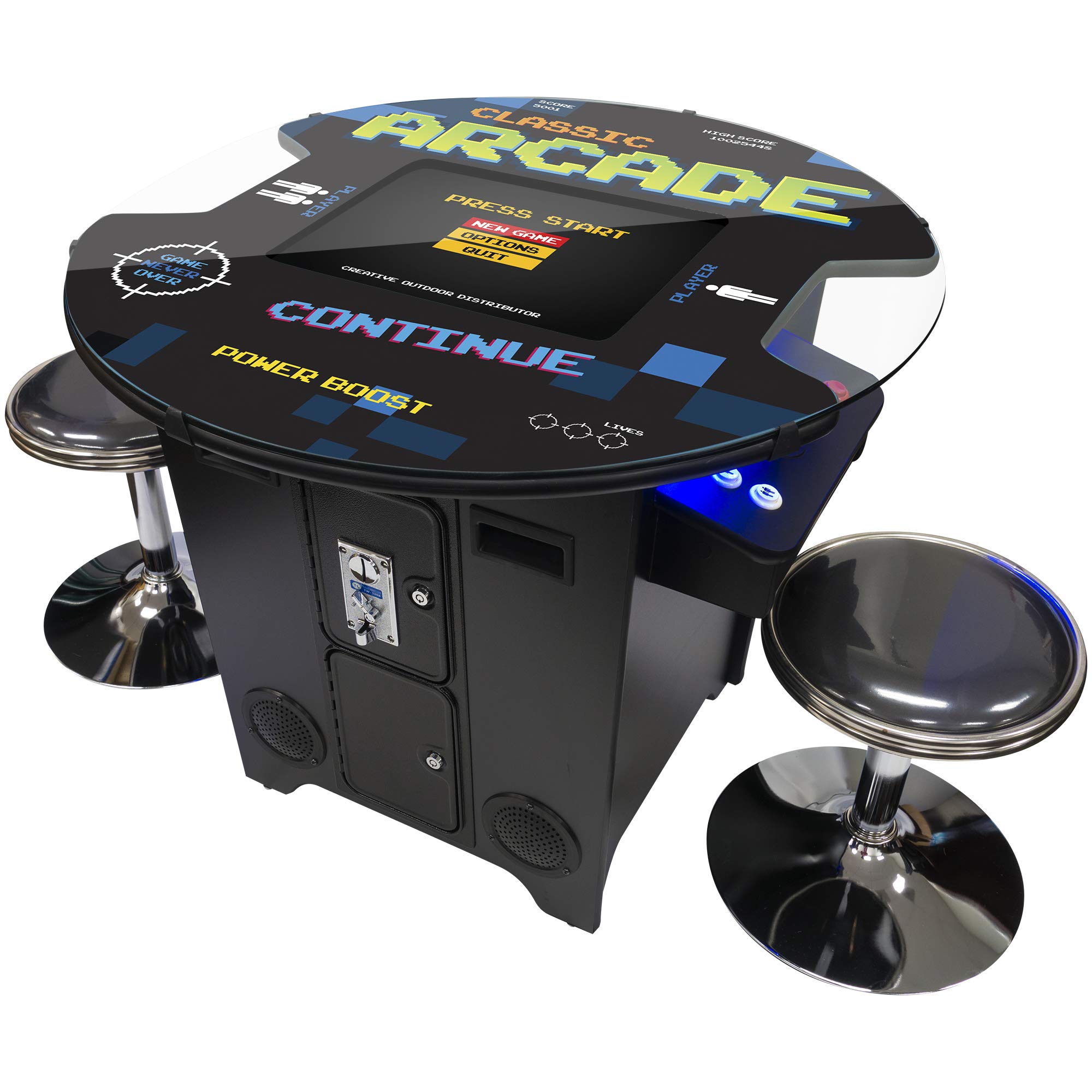 Creative Arcades フルサイズ 商用評価 カクテルアーケードテーブルマシン | 2電気蓄音機 | 412力くらべ | 22inLCD映写幕 | ラウンド硝子いの一番 | サンワジョイスティック2個 | 腰かけ2個付き添い人