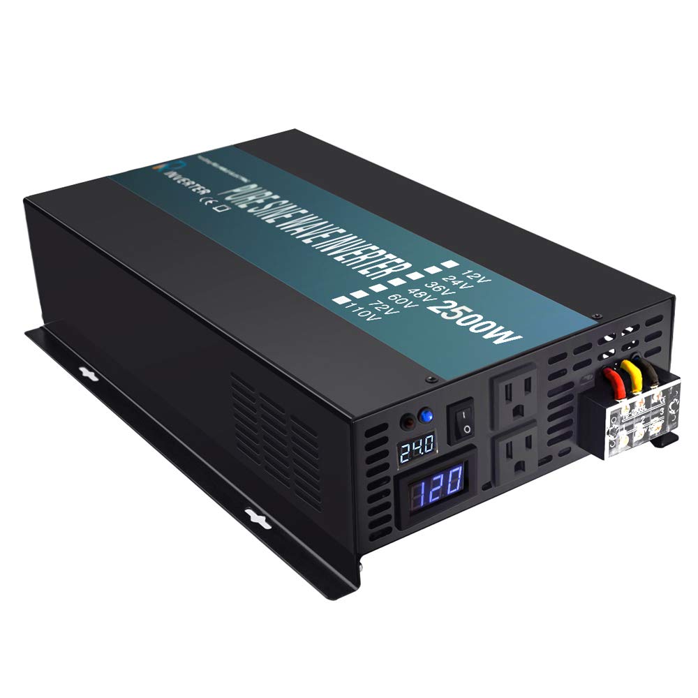 WZRELB 2500W Pure Sine Wave Solar Power Inverter Generator 24V DC to 120V AC Converter Car Inverter 73,764円