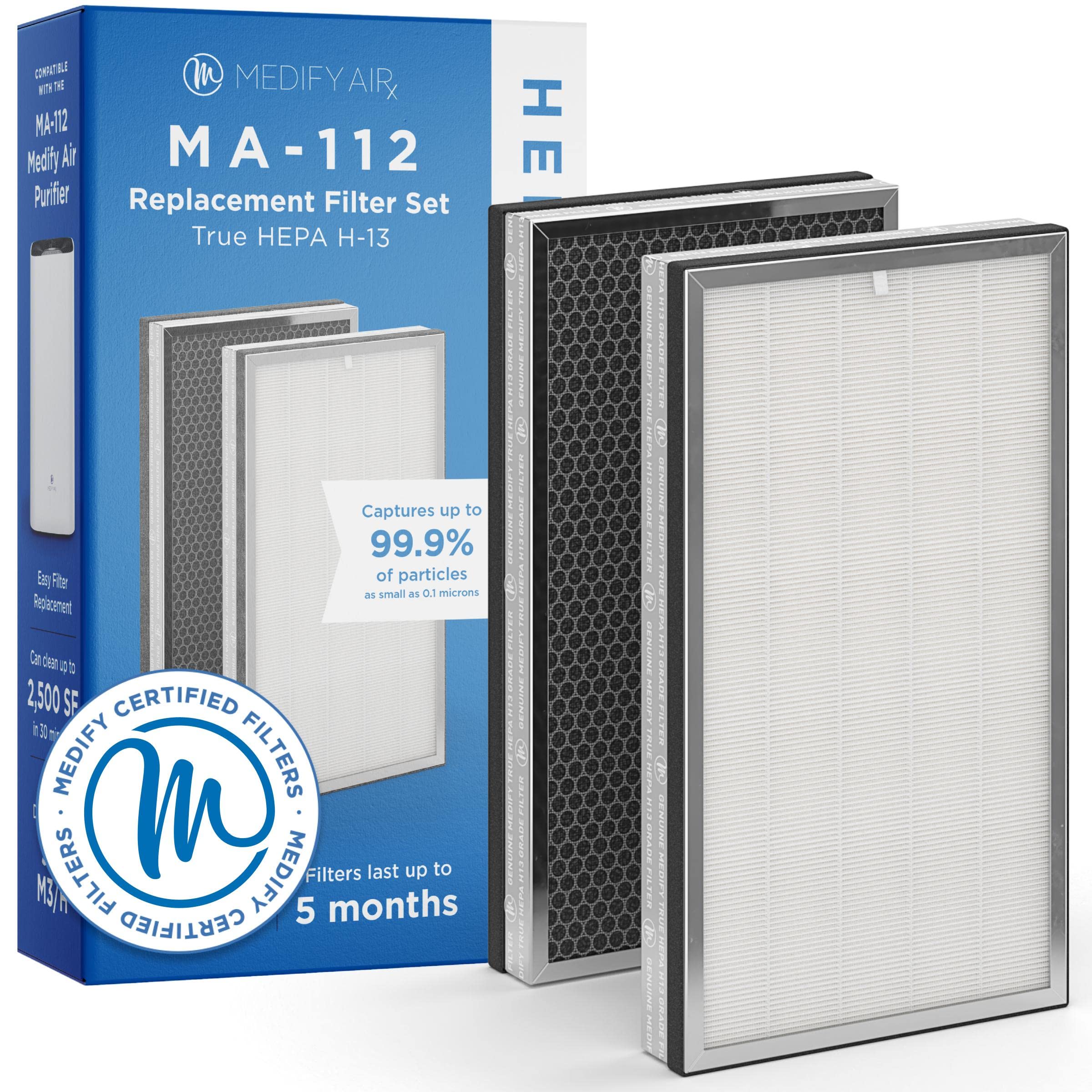 Medify Air MA-112対応 純正 交換用フィルター | 煙/喫煙者/埃/悪臭/ペットのふけ対策 | プレフィルター/H13 HEPAフィルター/活性炭フィルターの3イン1構造で99.9%除去 | 1点パック ホワイト