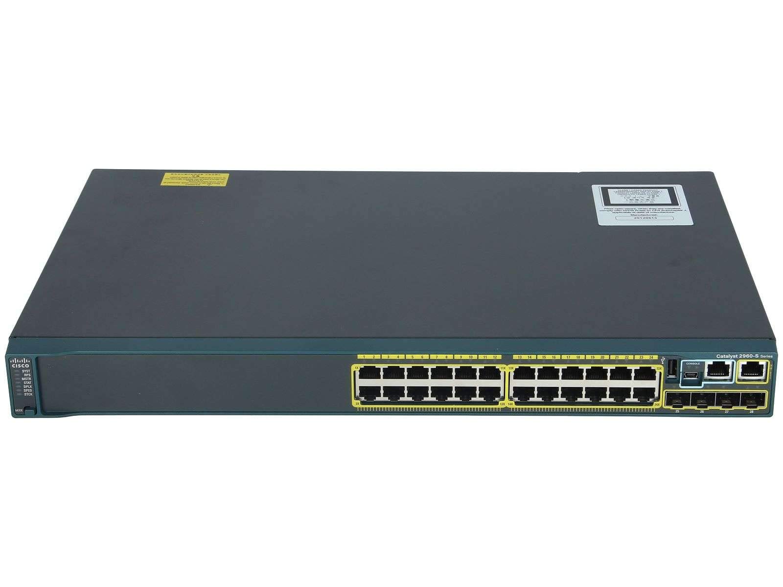Cisco Catalyst WS-C2960S-24TS-L イーサネットスイッチ - 24ポート - 5スロット - 24 x 10/100/1000 Base-T - SFP (Mini-GBIC) x 4 スタッキングモジュールスロット x 1