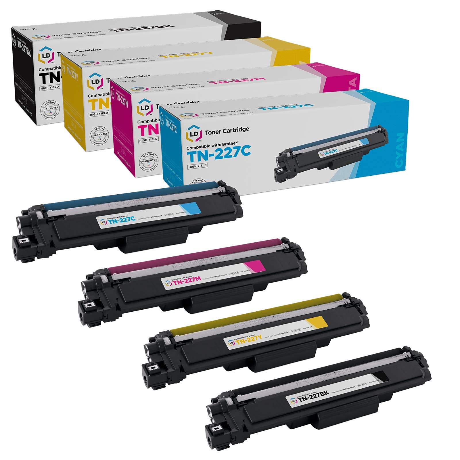 LD Products Brother TN227 トナーカートリッジ TN-227 TN227 TN-227 大容量 ブラック シアン マゼンタ イエロー 4個パック HL 3070CW HL-L3210CW HL-L3230CDW HL-L3270CDW HL-L3290C用