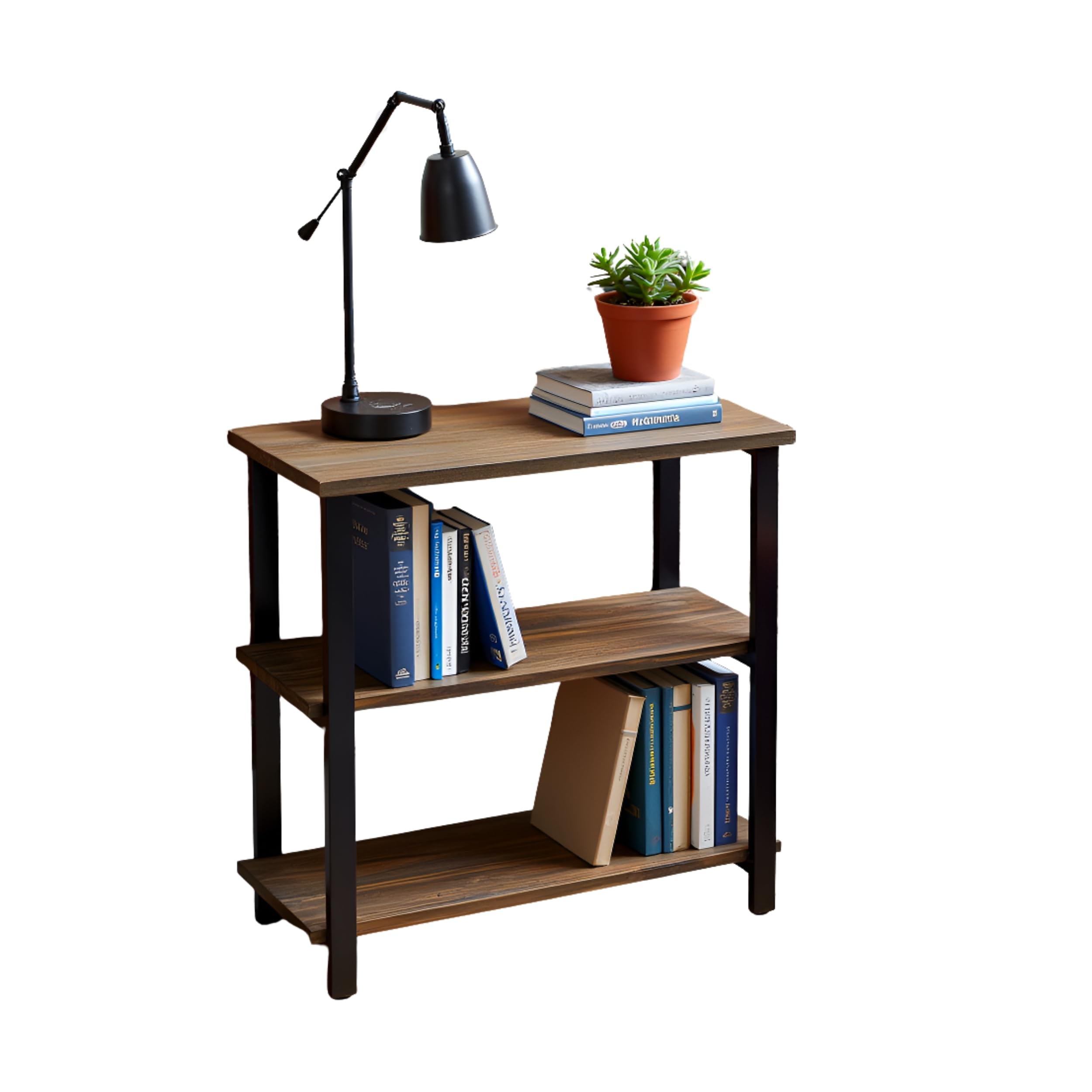 Alaterre Furniture Sonoma 31 Tall 2-Shelf Metal and Solid Wood Under-Window Bookcase  Brown