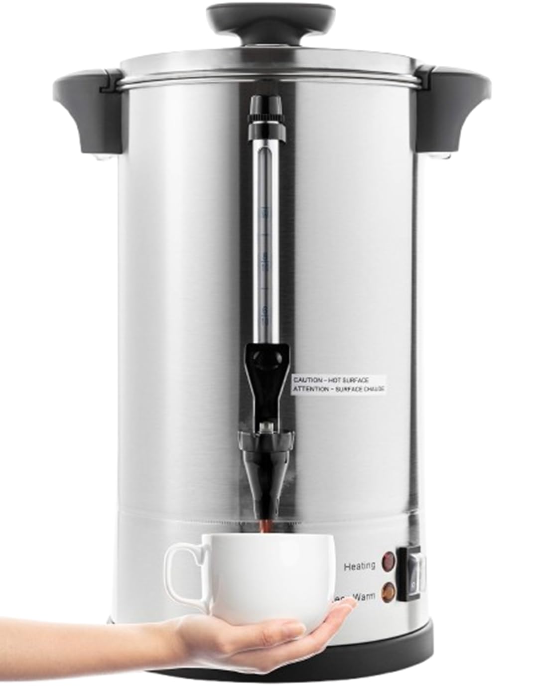 SYBO SR-CP-50B 商用グレード ステンレススチール パーコレート コーヒーメーカー お湯壺 ケータリング用 50カップ 8L メタリック
