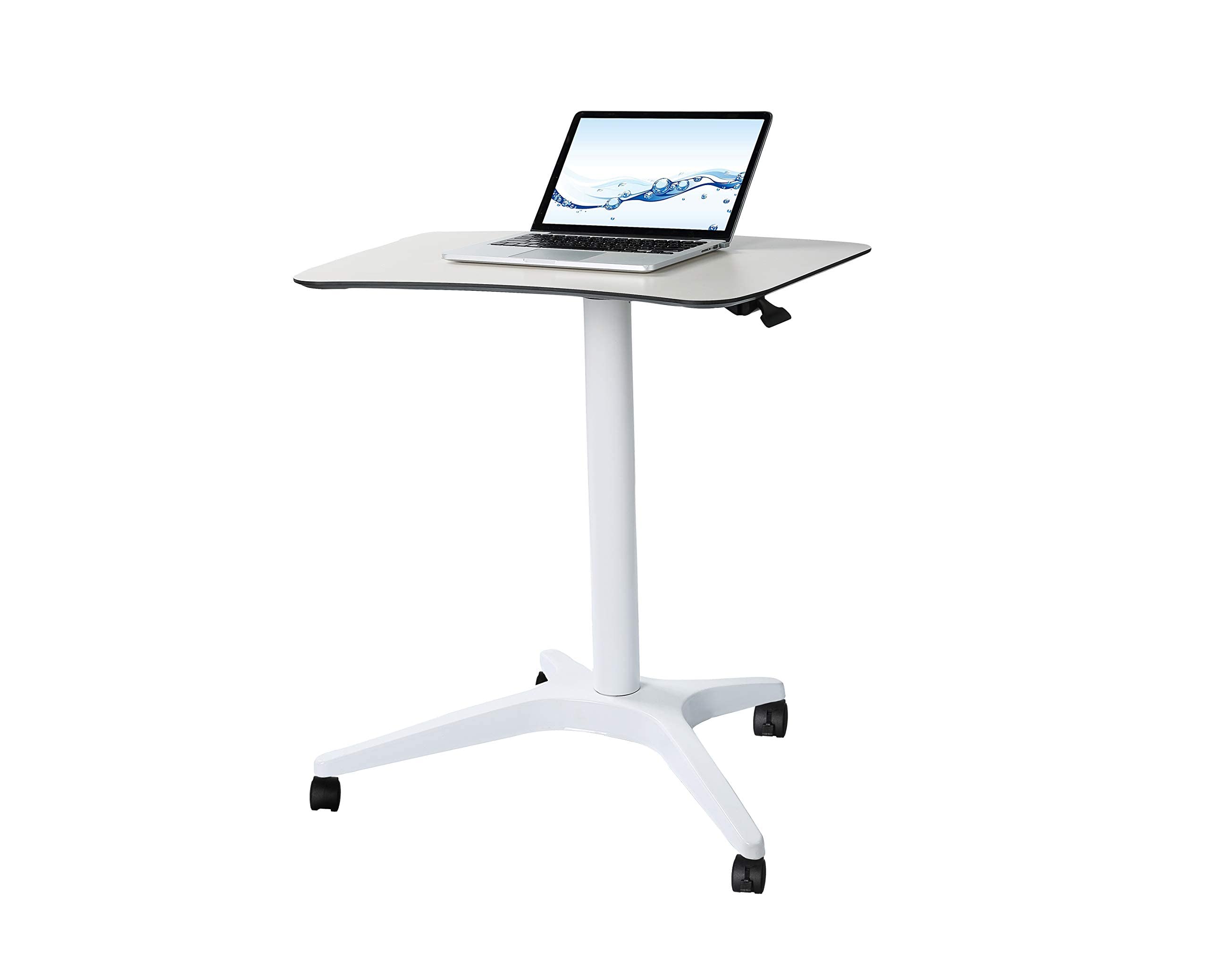 Pneumatic Adjustable Height Laptop Desk  Sit and Stand Mobile  Ergonomic Design  Excellent Computer Workstation for Classrooms  Offices  and Home! 25.5\u0027\u0027x18\u0027\u0027 CARTMAY(White)