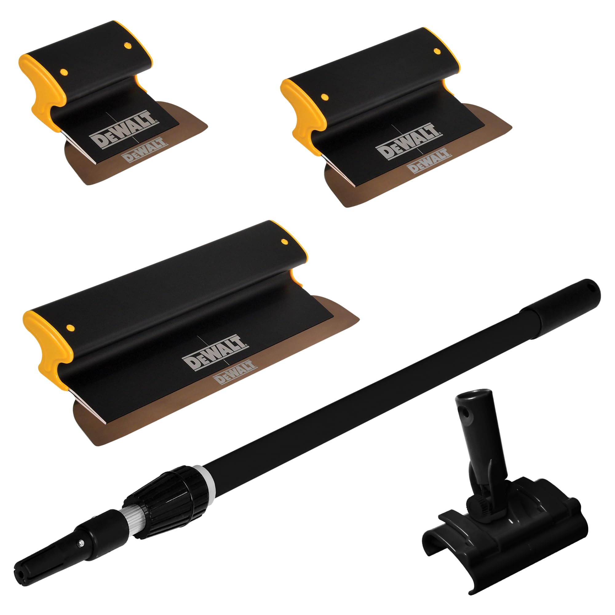 DEWALT 乾式壁 スキミング ブレードセット - 17.8cm(7インチ)、25.4cm(10インチ)と40.6cm(16インチ)ブレード + 94cm (37インチ) - 160cm (63インチ) 延長ハンドル | プログレード | 押し出しアルミニウムとヨーロッパ ステンレススチール構造 | 高耐衝撃性 エンドキャップ |｜global研究所