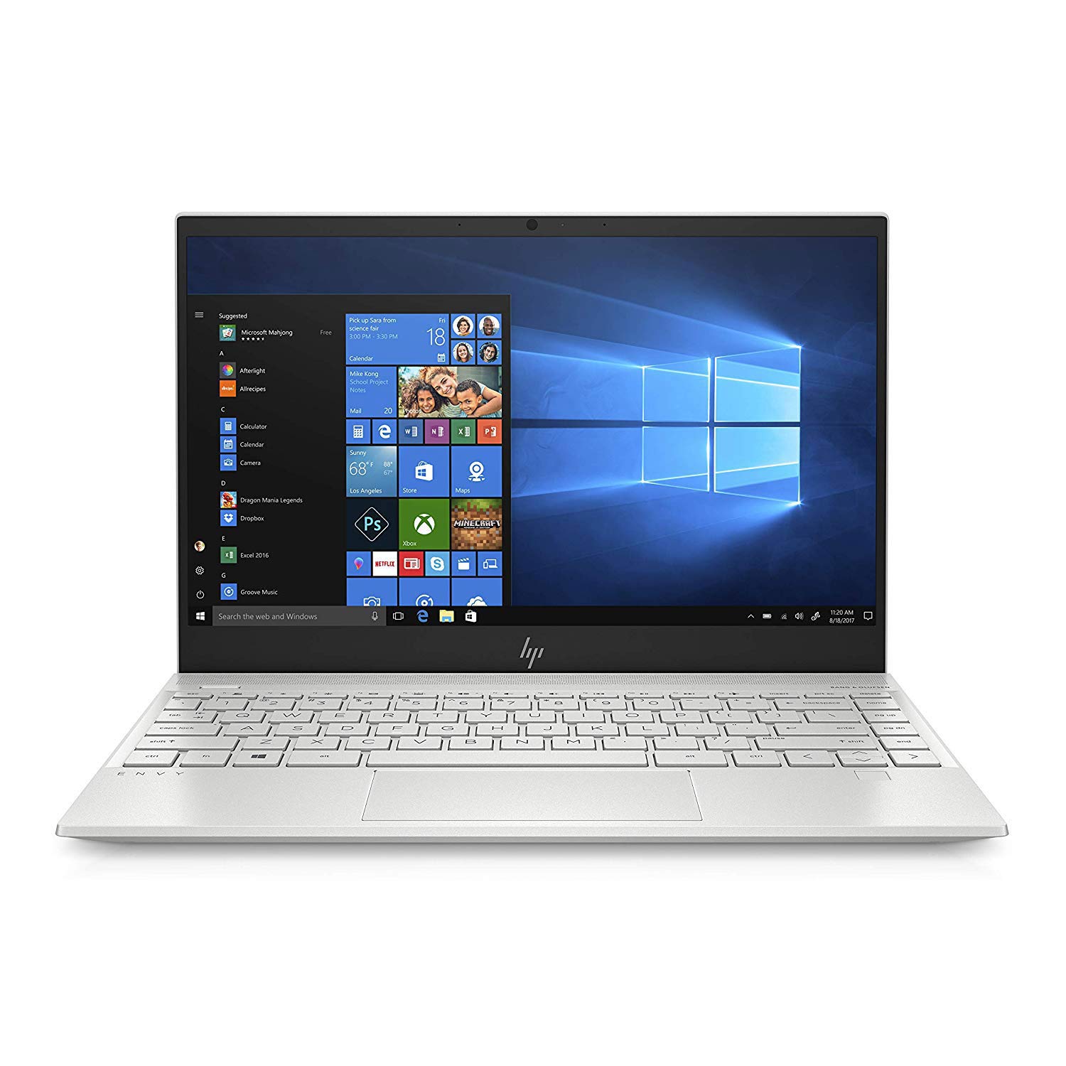 HP Envy 13 Thin Laptop w/ Fingerprint Reader  FHD Touchscreen  Intel Core i7-8565U  8GB SDRAM  256GB SSD  Windows 10 Home (13-aq0005nr  Natural Silver)