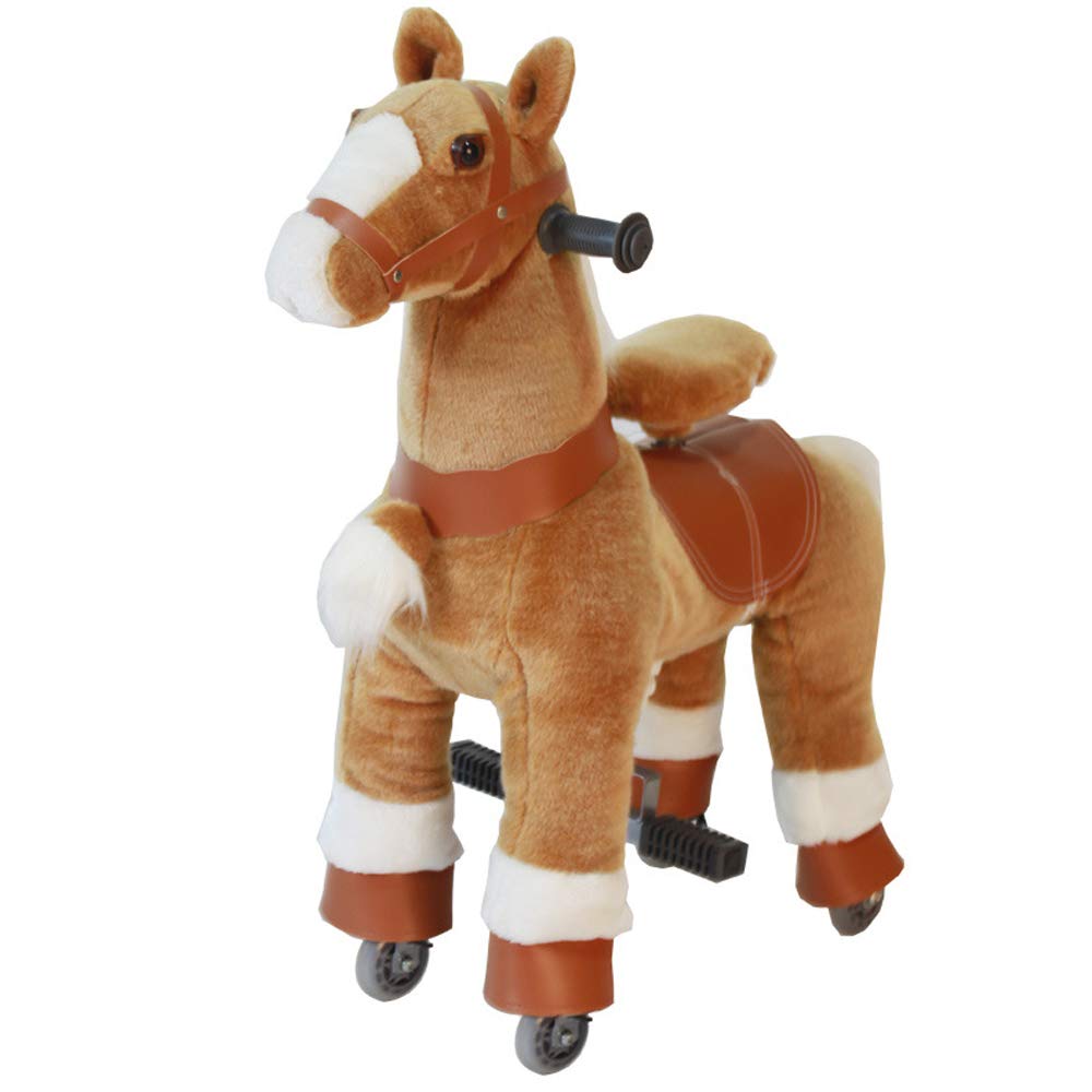 Ride On Horse 生まれながら機械類 キッズ 即物的 ウォーキング 馬 小さなユニ玉蜀黍 馬 赤ちゃん フラシ天 子馬乗り馬 客体年歳3-6歳 (赤銅色、3-6歳)