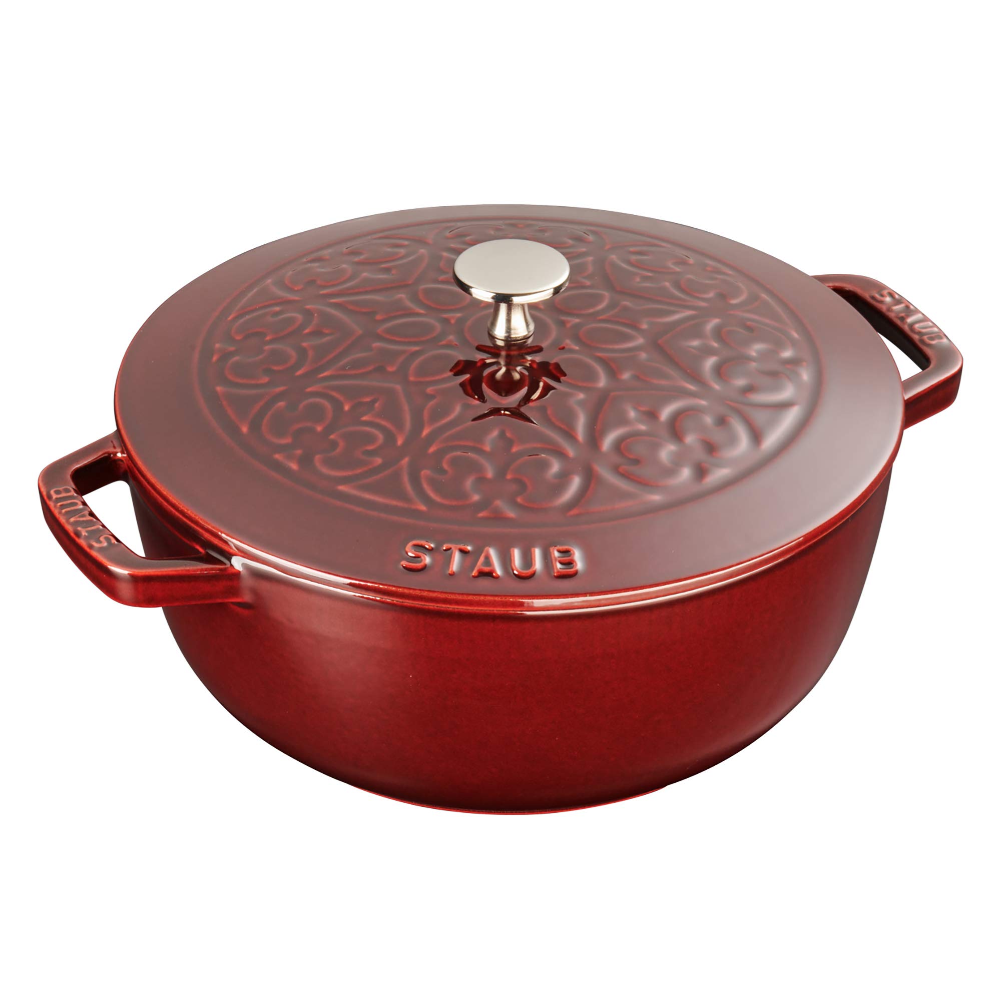 Staub ストウブ 鋳鉄製 3.75クオート エッセンシャル フレンチオーヴン 小ゆりの蓋付き添い人 - グレナディン フランス共和国製