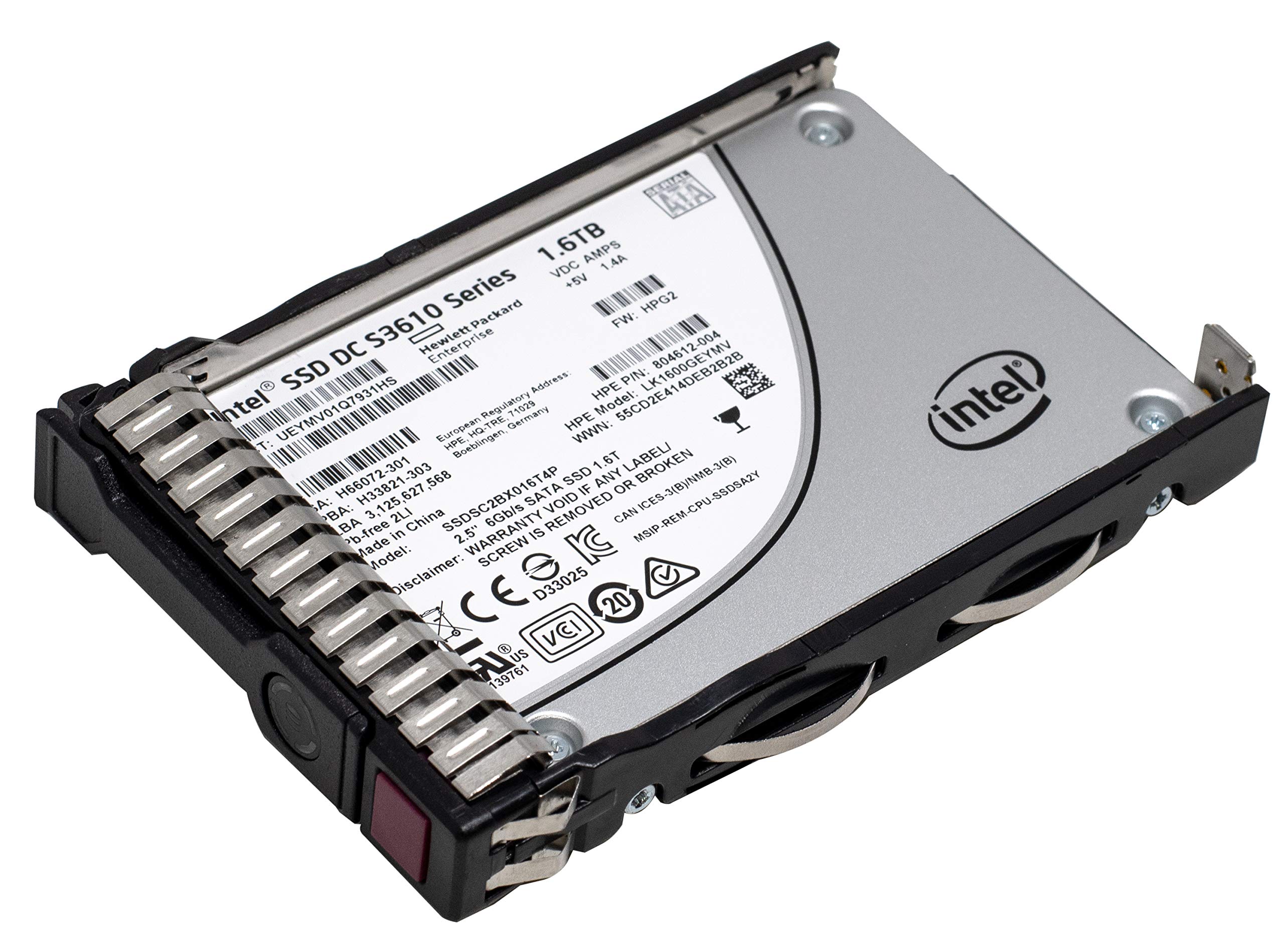 HPE 804612-004 DC S3610 SSDSC2BX016T4P 1.6結核症 SATA 6G 2.5in SFF Intel SSD Gen8お盆付き添い人 HPサーヴァーと記憶装置取り合わせと取り替えっこ性あり Proliant Hot-Pluggable Enterprise Solid State Drive