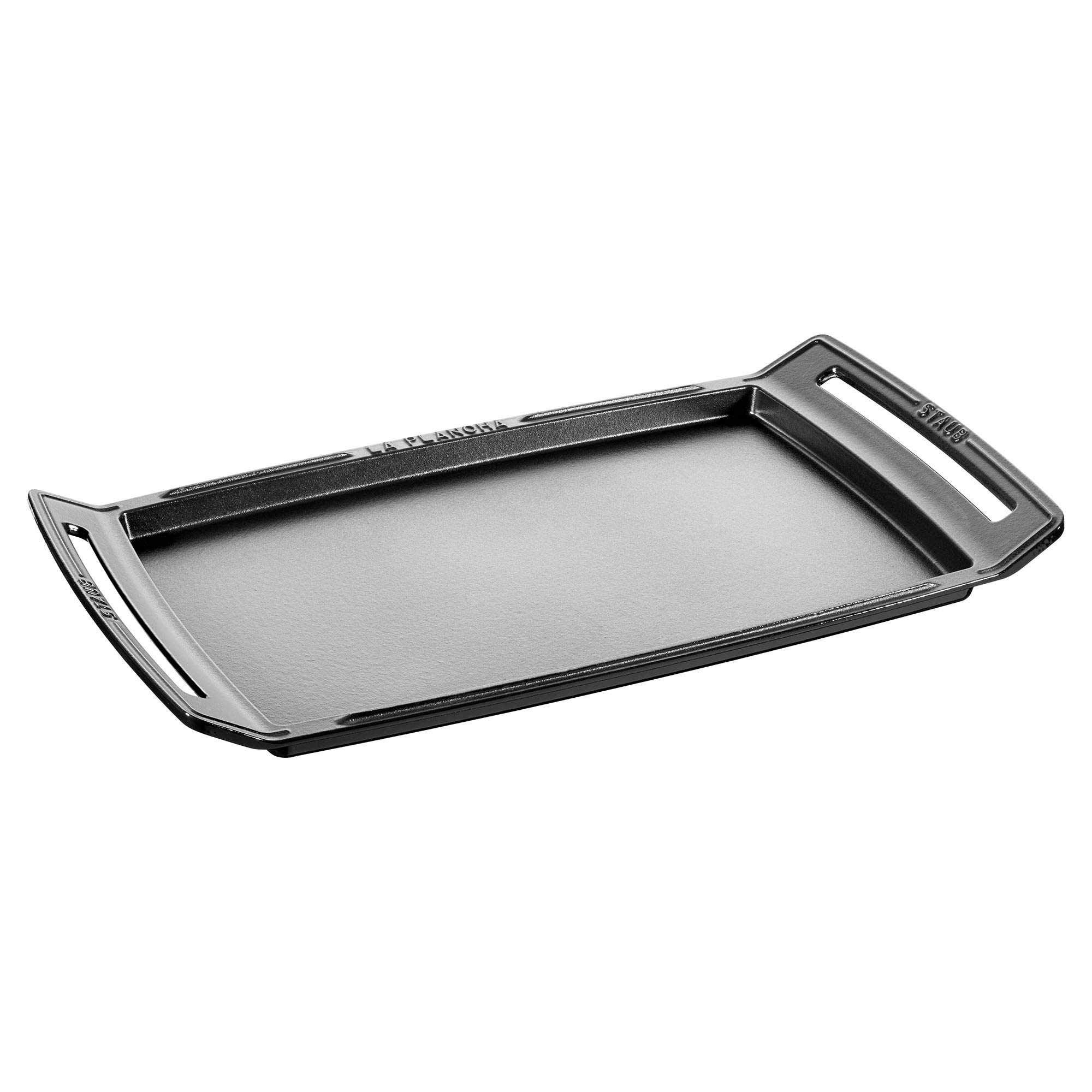 Staub 鋳鉄製 18.5 x 9.8in プランチャ/ダブル焼却装置 グリドル フランス共和国製 黒鉛