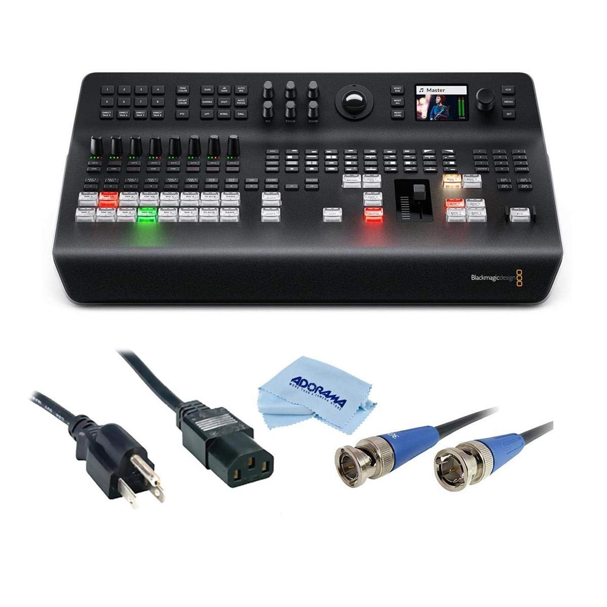 Blackmagic Design ATEM TV Studio Pro 4K UHD ライブプロダクションスイッチャー 8X 12G-SDI入力 - 6フィート標準PC電源コード 18/3 SVT HD 3G-SDI BNC - BNCケーブル 25フィート マイクロファイバークロス
