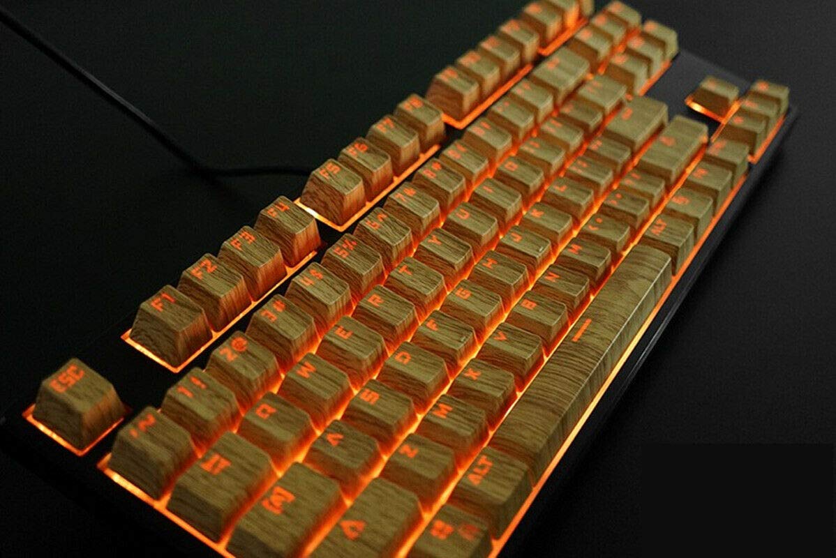 レア 87 キー トップ プリント ダブルショット バックライト キーキャップ ANSI OEM キーキャップ チェリー MX ゲーミング メカニカルキーボード用 (イエロー