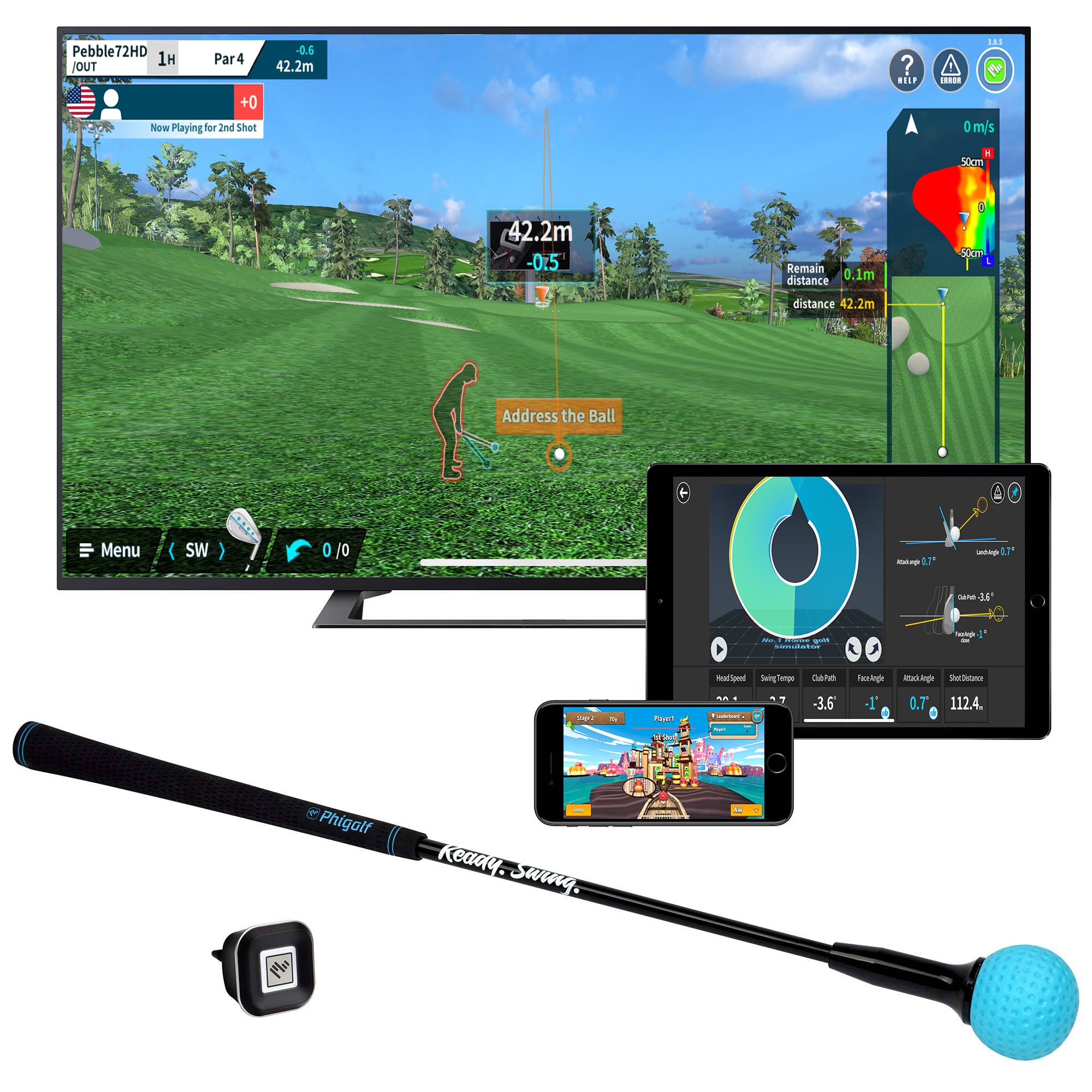 Phigolf(ファイゴルフ) WGT Edition ゴルフ練習 スイングトレーナー付き ゴルフゲームシミュレーション ゴルフ ゴルフ練習 ゴルフゲーム【リビングがゴルフ場に変身！】室内でゴルフ楽しめる Phigolf 2022