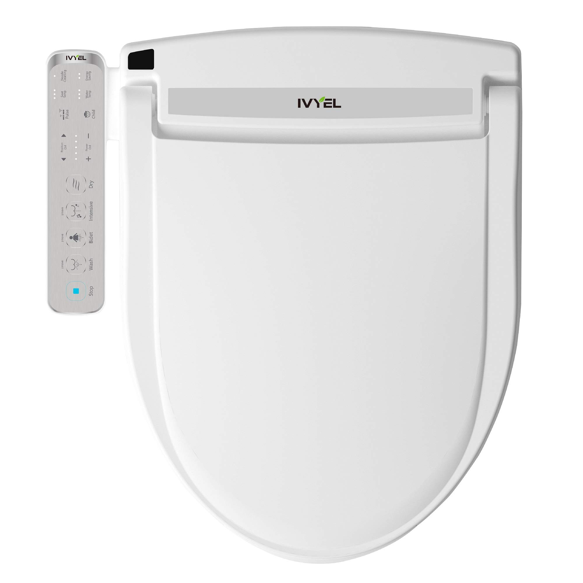 Ivyel スマート電動ビデ 便座用 丸型トイレ対応 温水洗浄便座 温水洗浄便座 温水乾燥機 子供機能 ステンレス製セルフクリーニングノズル LEDナイトライト J-2