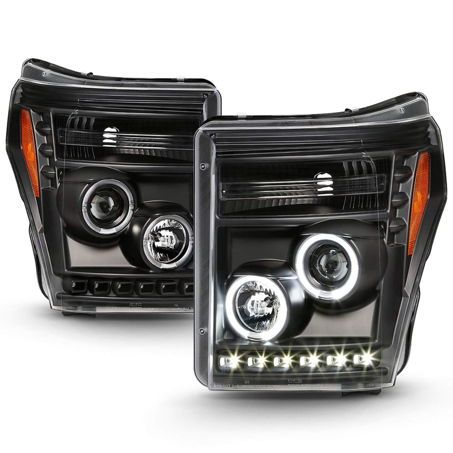 2011-2016 ジェラルド・r・フォード F250 F350 F450 F550 SuperDuty LED Halo 映写機 黒いこと 前照灯 有りの実 左１番ウッド+右手つだい席