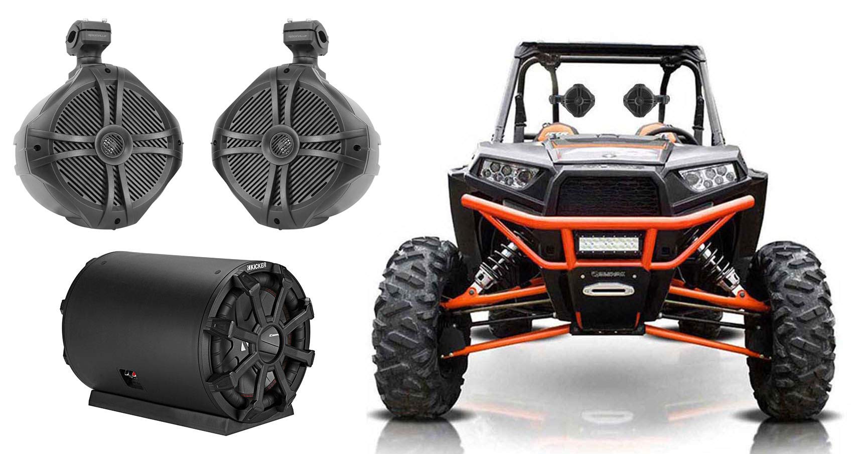 KICKER 46CWTB102 結核症 10in 800W マリンローデッドサブウーファーエンクロージャ パッシブラジエーターバンドル Rockville RWB90B 黒いこと 8in 300W マリンウェイクボード 360スイベルタワースピーカー