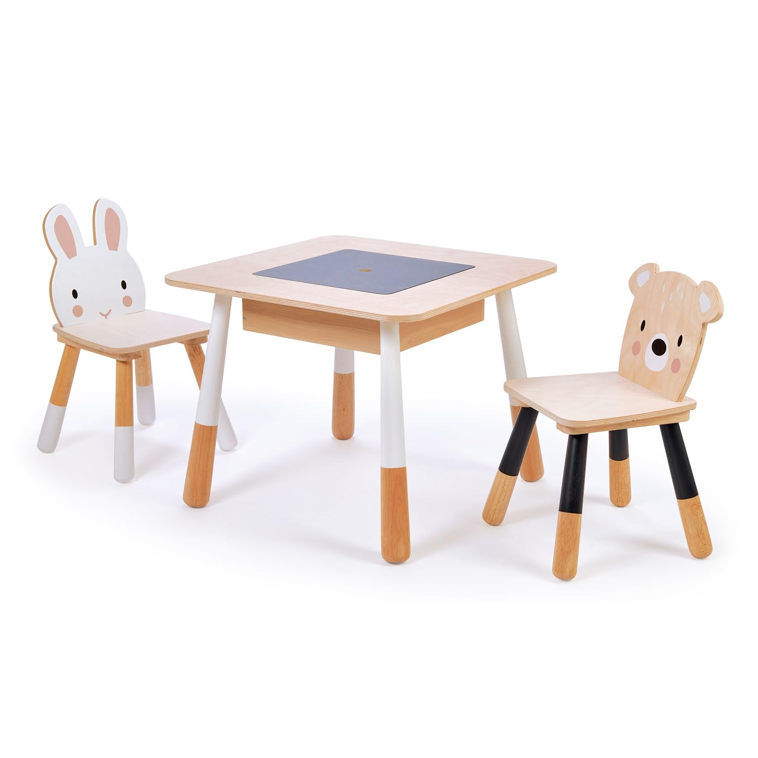 Tenderleaf Toys 森のテーブルと椅子 - 木製プレイテーブル 子供用ウサギの椅子とクマの椅子付き｜global研究所