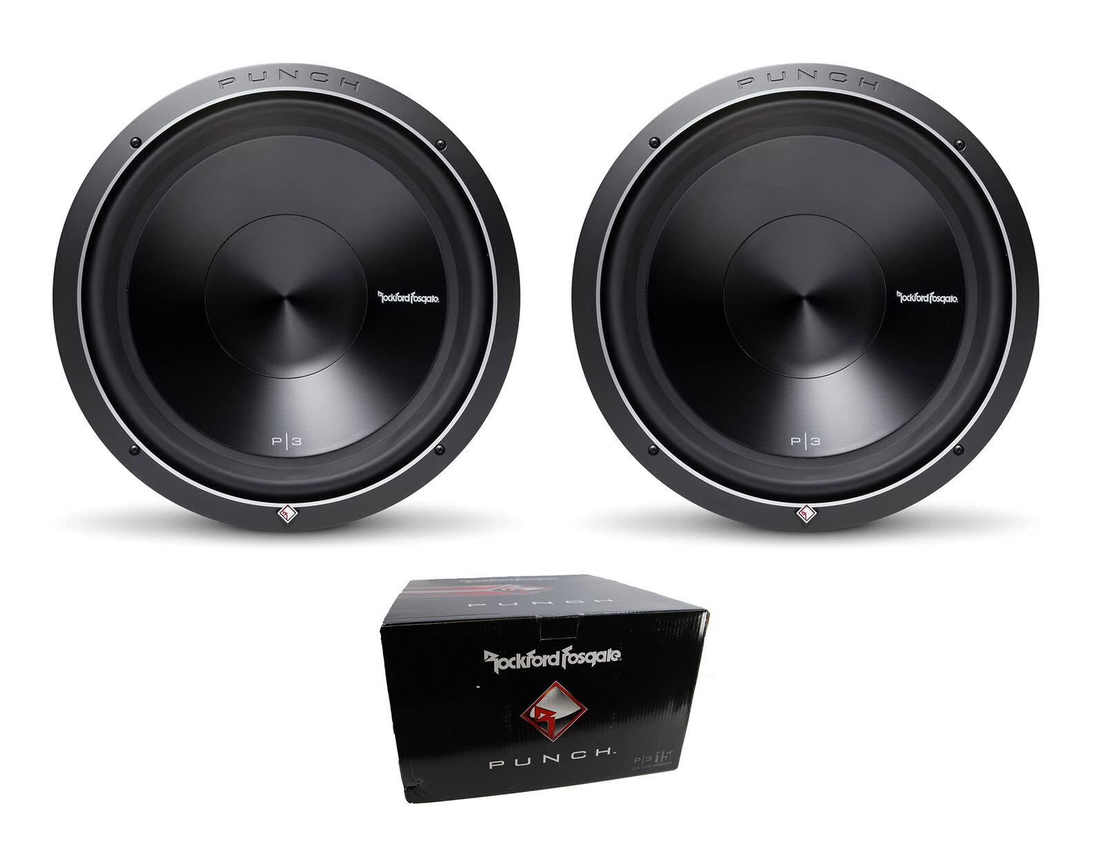 2) ROCKFORD FOSGATE P3D4-15 15in 2400ワット 4オーム カーオーディオサブウーファーサブP3D415