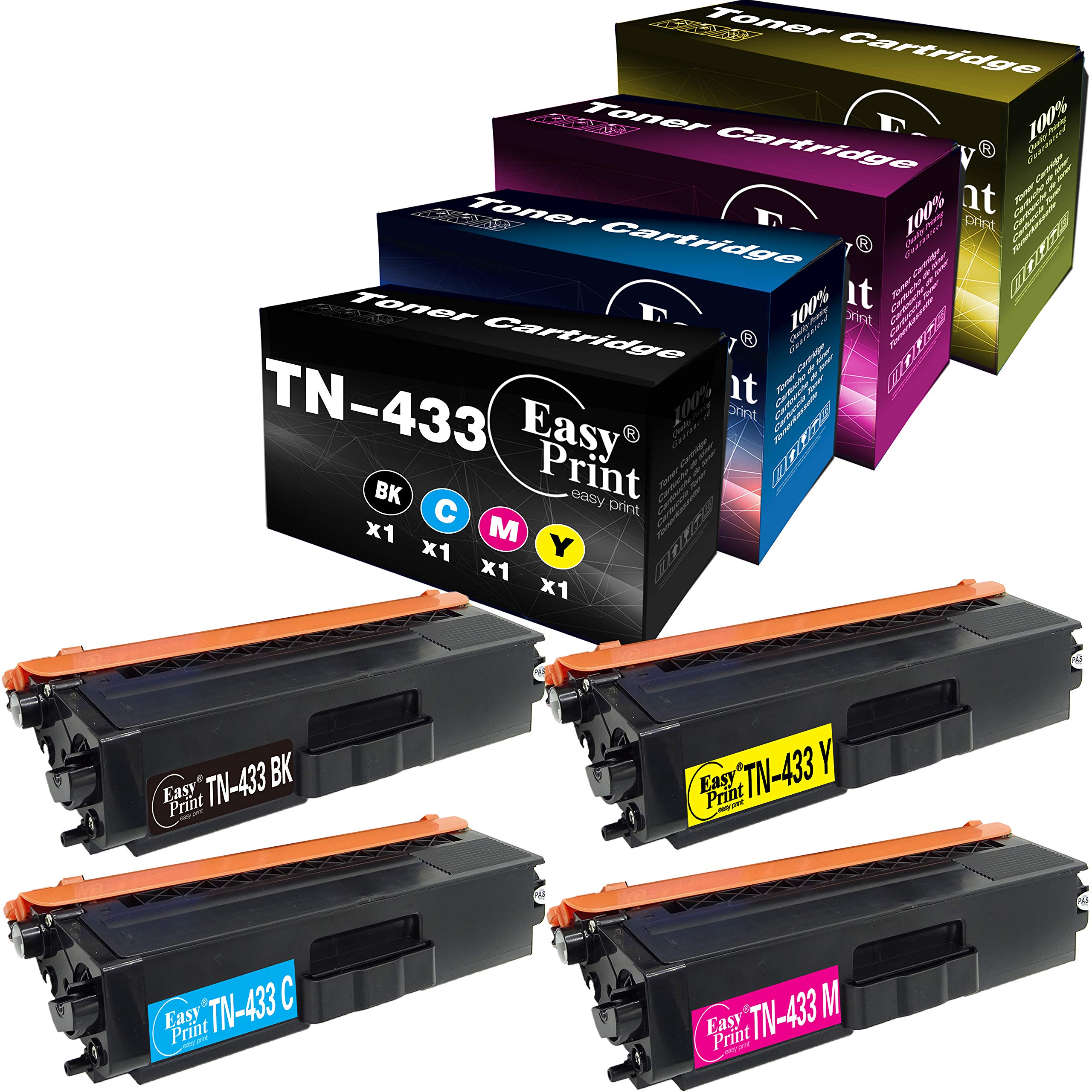 Easby 4容器に並べる BK+C+M+Y) 取り替えっこTN-433 TN433BK TN433C TN433M TN433Y TN433 トナーカートリッジ Brother HL8260CDN L8360CDWT L9310CDW L8610CDW L9570CDW(T) 印刷工用 yPrint
