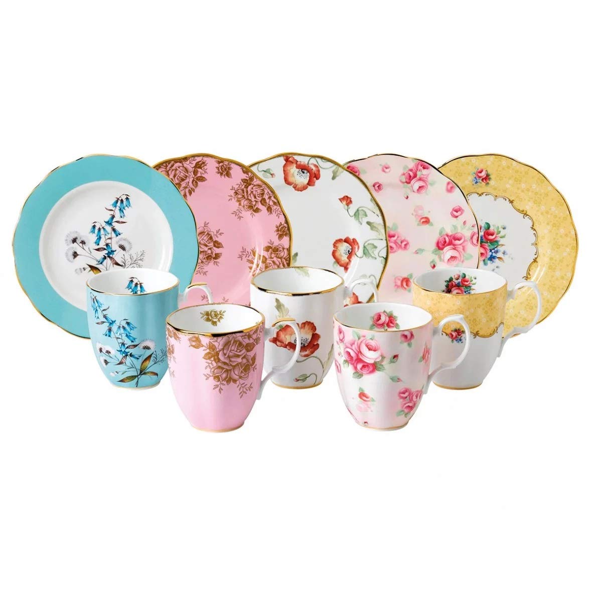 Royal Albert 100 Years 1950-1990 10ピースセット(マグ&プレート8インチ)