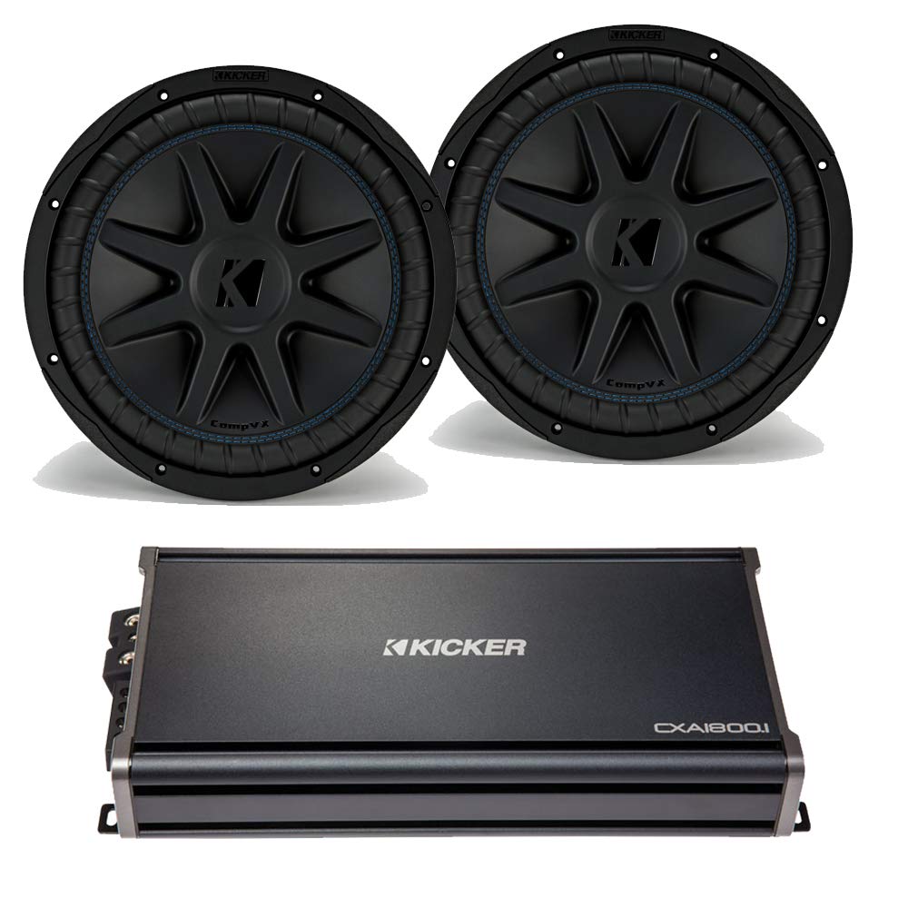 Kicker 44CVX122 CompVX 12 Subwoofers with 43CXA18001 Car Audio Sub Amplifier