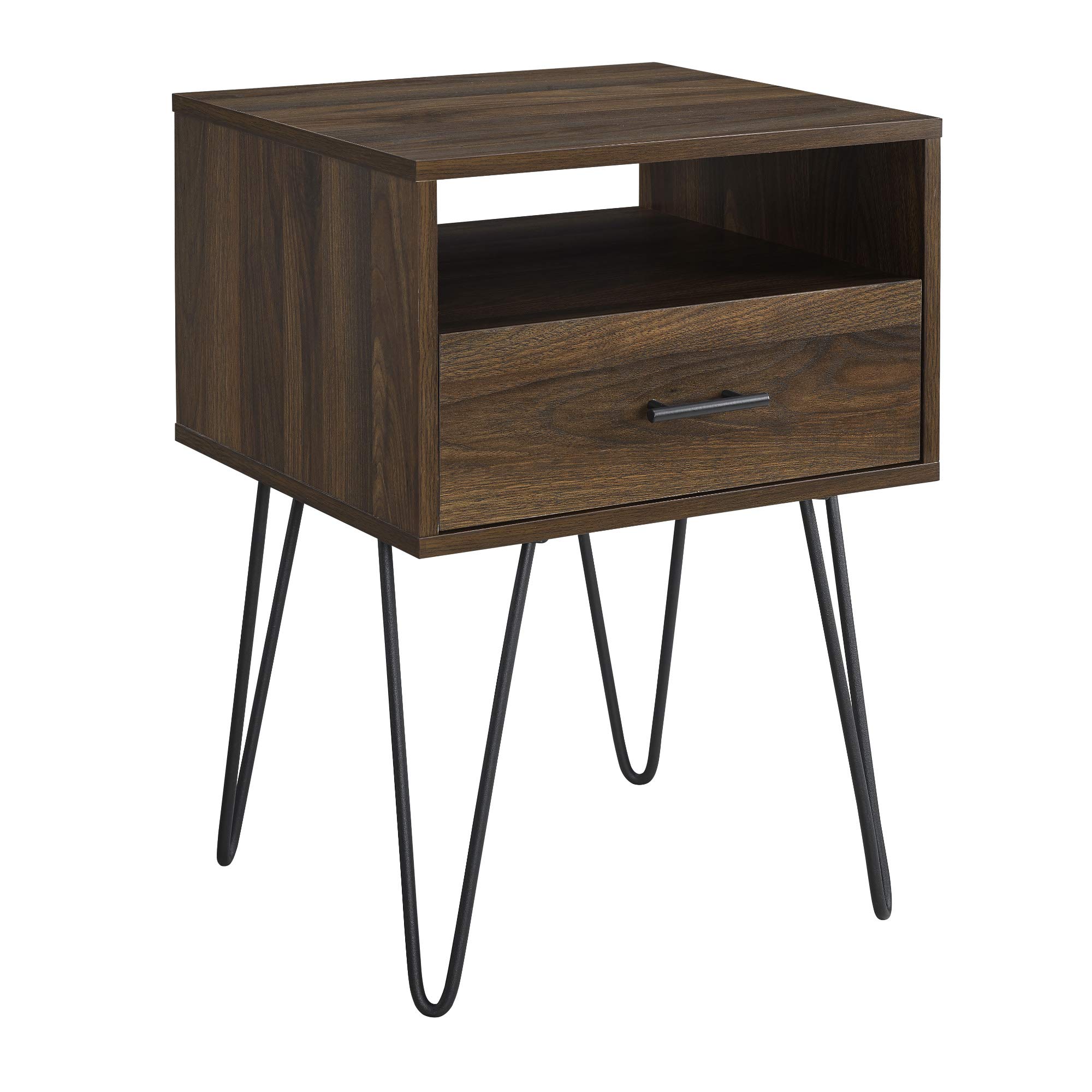 Walker Edison Croft Modern Single Drawer Hairpin Leg Nightstand 18 Inch Walnut|global研究所