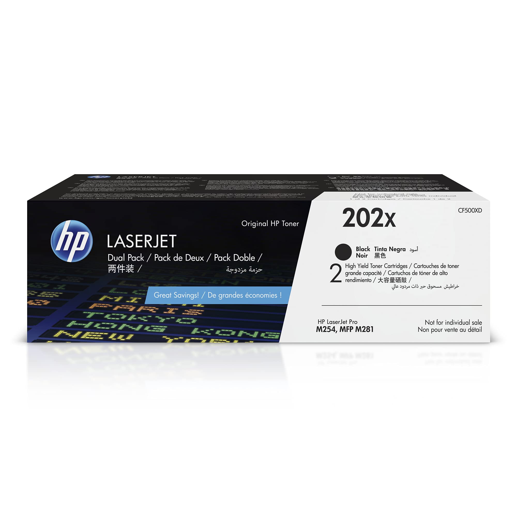 HP 202X | CF500XD | トナーカートリッジ 2個 | HP LaserJet Pro M254 M281cdw M281dwに相応う | 黒いこと | 大電気容量。