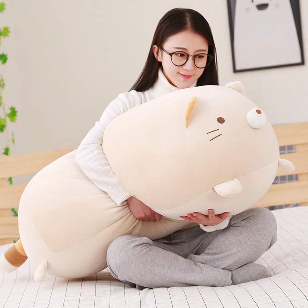 大きな猫のぬいぐるみ枕 大きな脂肪の猫ぬいぐるみ おもちゃ 人形 女の子用 ベッド用 35.4インチ