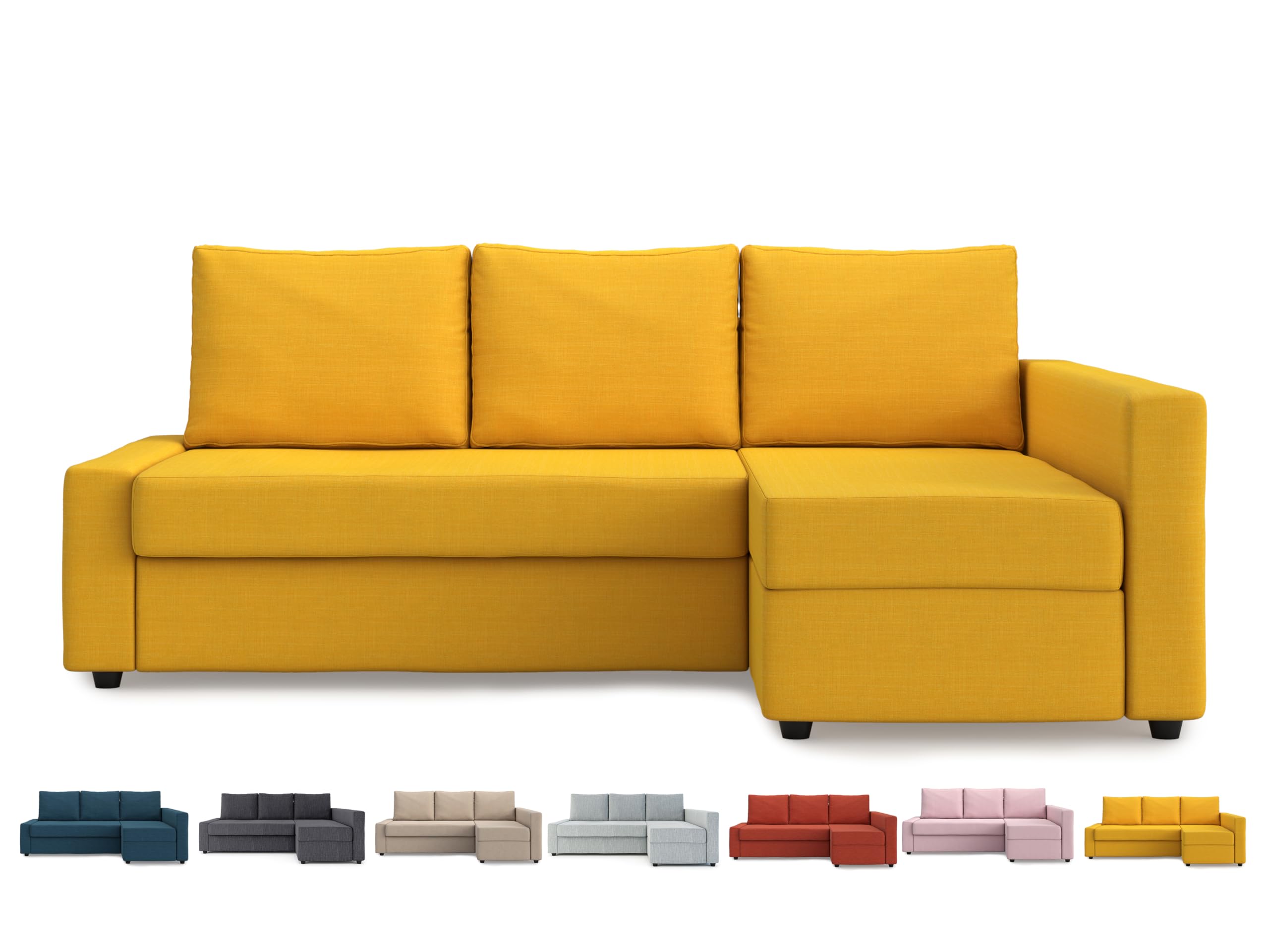 Snug Fit Friheten 横すべり押しかぶせる IKEA Friheten シェーズコーナーカバー ソファベッドカバー セクショナルスリップカバー取り替えっこ用 (黄色)