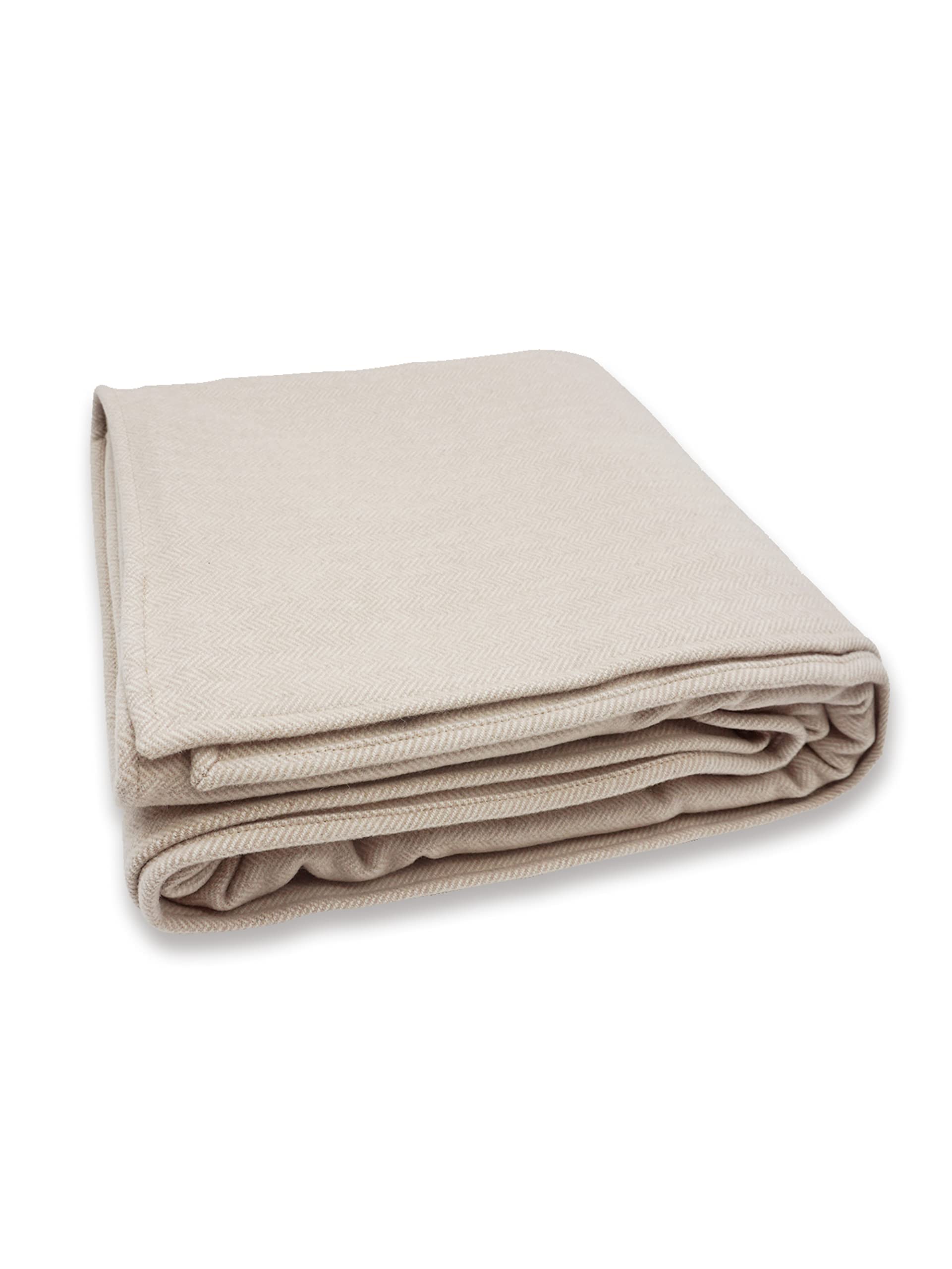 State Cashmere ツイン大いさ ヘリンボーンブランケット メリノウール カシミヤ ホンブルグ帽で生あたたかい声遣い ベッドスプレッドスロー 90×60in 90 x 60 inches ( 228 x 152 糎) ベージュ