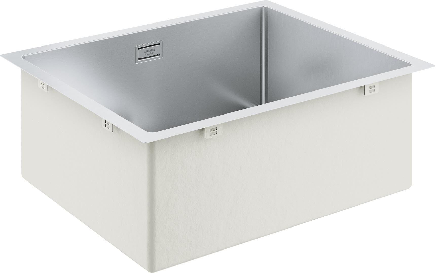 GROHE K700 - キッチンシンクトップマウントまたは閃光電球マウント1どんぶり鉢50 x 40 x 20 糎 (含まれる其の儀:取りさげる物一揃いの道具、バスケットストレーナー取りさげる物、据え置き仕掛ける)、シンク大きさ55 x 45 糎、ステンレス鋼スチール写真、31726SD0