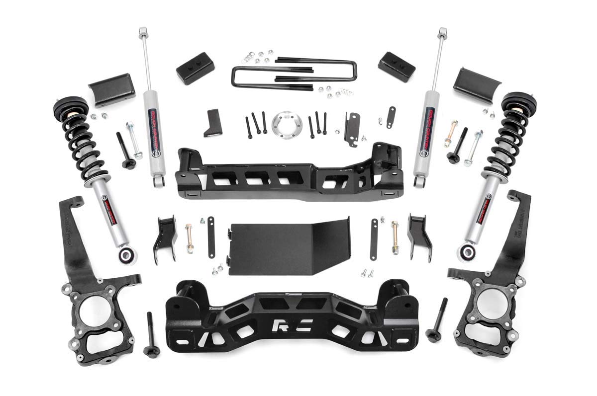 Rough Country 4インチ リフトキット (適合) 2011-2013 F150 4WD ナックルサスペンションシステム 4 ブラック 57432