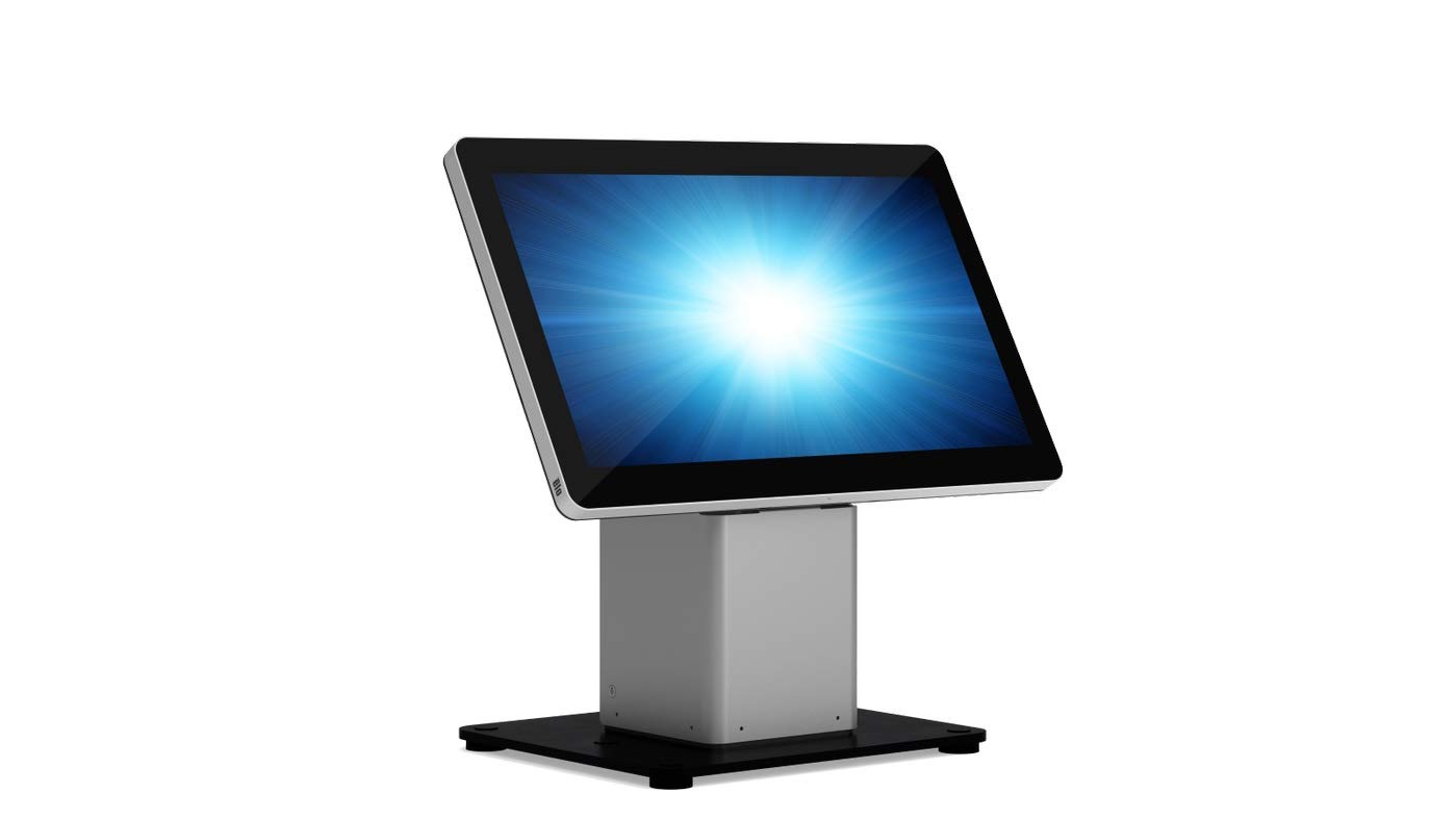 Elo Touch Solutions - E514693 - Elo スリムデスクマウント タッチスクリーンモニター、粘土弗、バーコード読み手、指紋読み手、webカメラ用 - 黒いこと、しろがね色 - 22映写幕受け支える