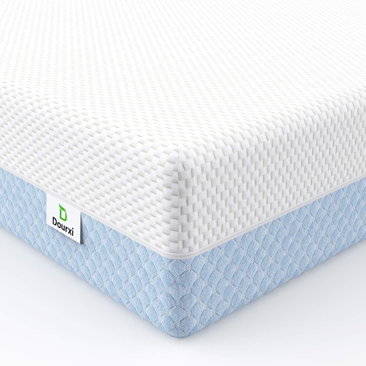 Dourxi Colch?n para cuna  colch?n de espuma viscoel?stica de doble cara  colch?n de triple capa transpirable para beb?s y ni?OS peque?OS  con cubierta exterior extra?ble  blanco y azul