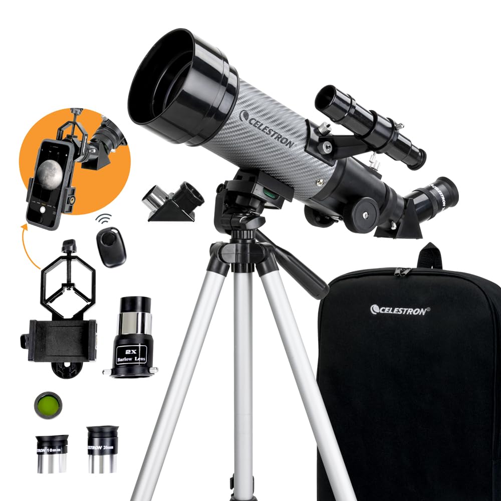 Celestron Travel Scope 70DX 携帯型たたみ目望遠鏡 ? 差しわたし70粍、フルコーティングガラス光学設備 ? 持ちはこび電話を掛けるアダプタ、うしろ側容器に並べるなどが属する ? 未経験者や旅するに至適