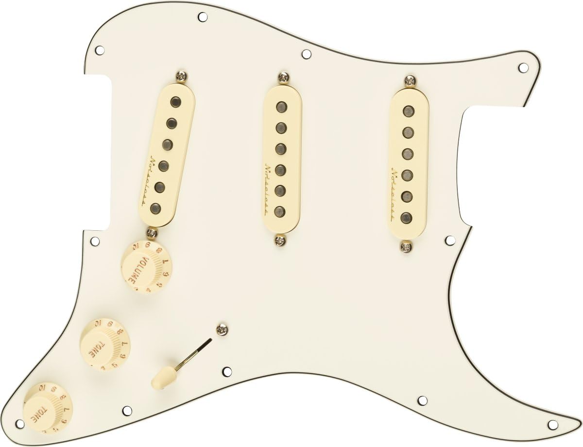 Fender ギター部分品 Pre-Wired Strat Pickguard  Vintage Noiseless SSS  Parchment 11 Hole PG