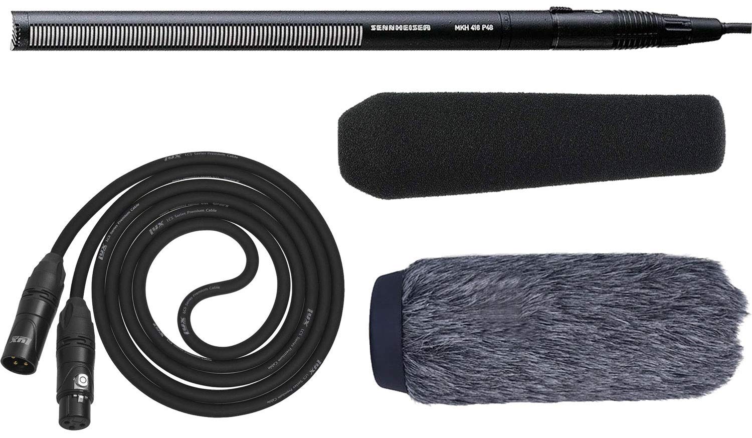 Sennheiser MKH 416-P48 ビデオ シネマ 放送 ショットガン マイク コンプリートキット LyxPro XLRケーブル&ウィンドスクリーンバンドル