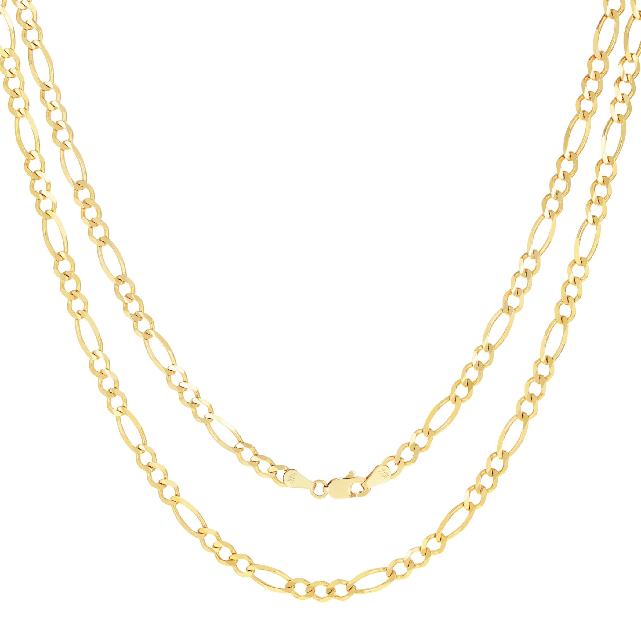 Nuragold 10K黄色ゴールド 4.75粍 ソリッドフィガロチェーンリンクペンダントネックレス メンズ レディース ロブスタークラスプ 18in 20in 22in 24in 26in 28in 30in  金属元素  偽