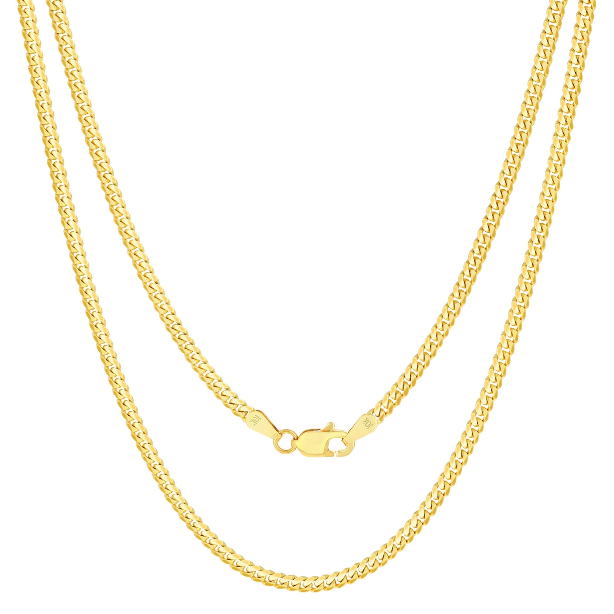 Nuragold 10K 黄色ゴールド 2.7粍 ソリッドマイアミキューバリンクチェーンペンダントネックレス メンズ レディース 宝飾品 40.6 珊 45.7 珊 50.8 珊 55.8 珊 24 26 珊 28 30 in  24  ゴールド  貴石なし