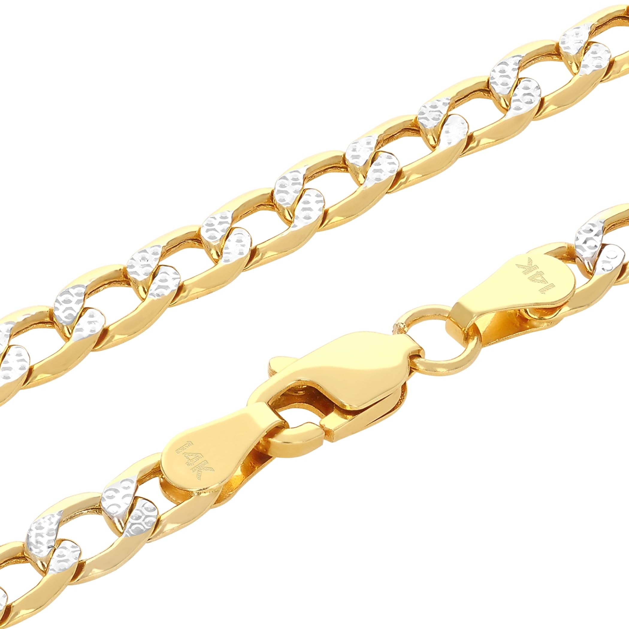 ユニ一発やる 14K 黄色ゴールド がら明き 4.5粍 金剛石取りすてる パヴェ キューバ共和国縁石 チェーン店 シャンデリヤ 頸飾り 16in?26in 黄色