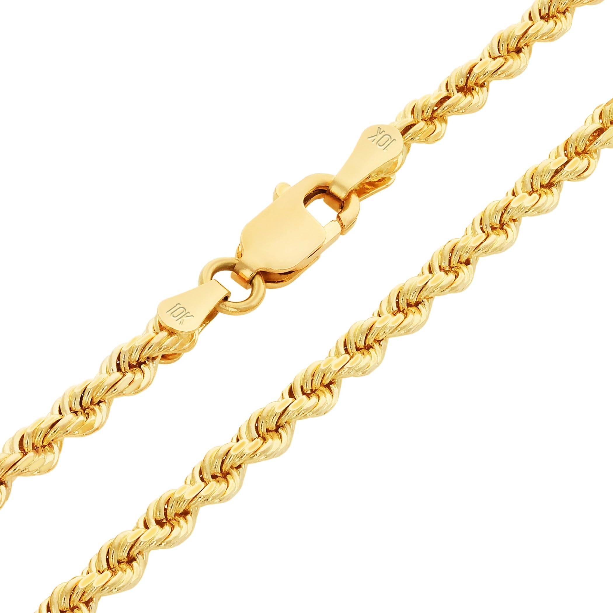 Nuragold 10K 黄色ゴールド 2.5粍 ソリッドロープチェーン ダイヤモンドカットペンダントネックレス メンズ レディース ロブスタークラスプ 16in 18in 20in 22in 24in 26in 28in 30in  ゴールド  偽