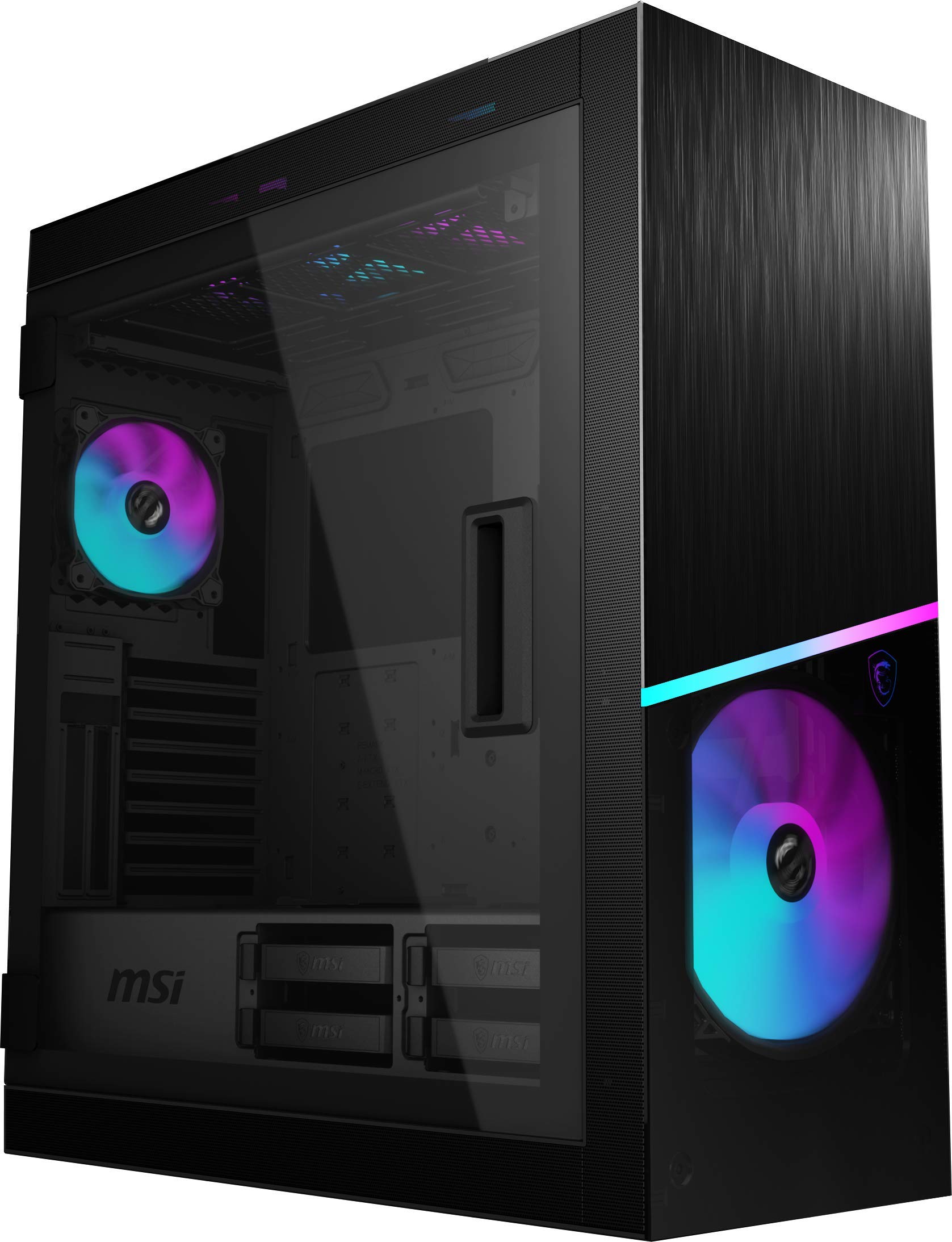 MSI プレミアム ミッドタワー PC ゲームケース - 強化ガラス サイドパネル - RGB 120mm ファン - 液体冷却サポート 最大360mm ラジエーター x 1 - ケーブル管理システム - MPG SEKIRA 500X｜global研究所