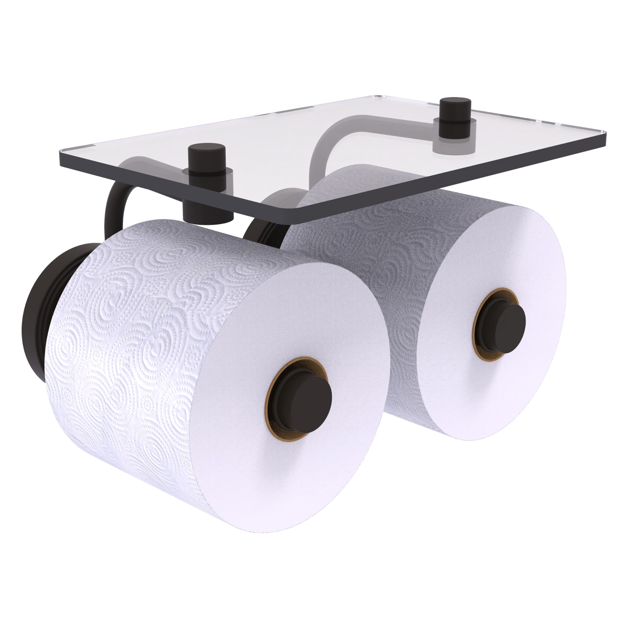 Prestige Regal Collection 2 Roll Toilet Paper Holder with Glass Shelf - Oil Rubbed Bronze