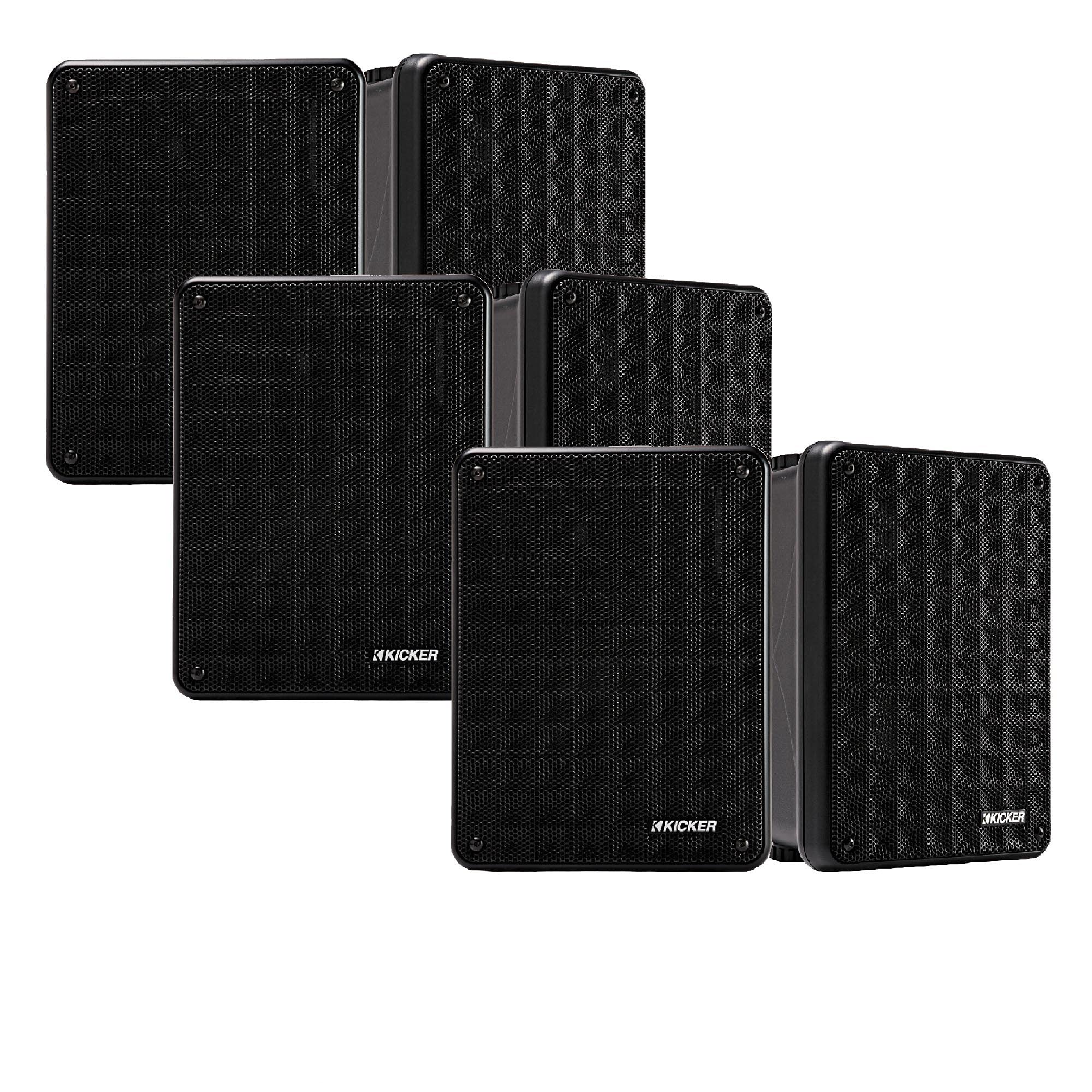 KICKER KB6 屋内室外パティオスピーカーバンドル 黒いこと 足し加える6金棒引き