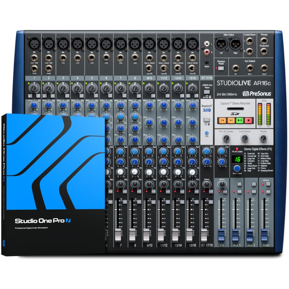 PreSonus StudioLive AR16c 18-Channel USB-C Hybrid Digital/Analog Performance Mixer  Unpowered