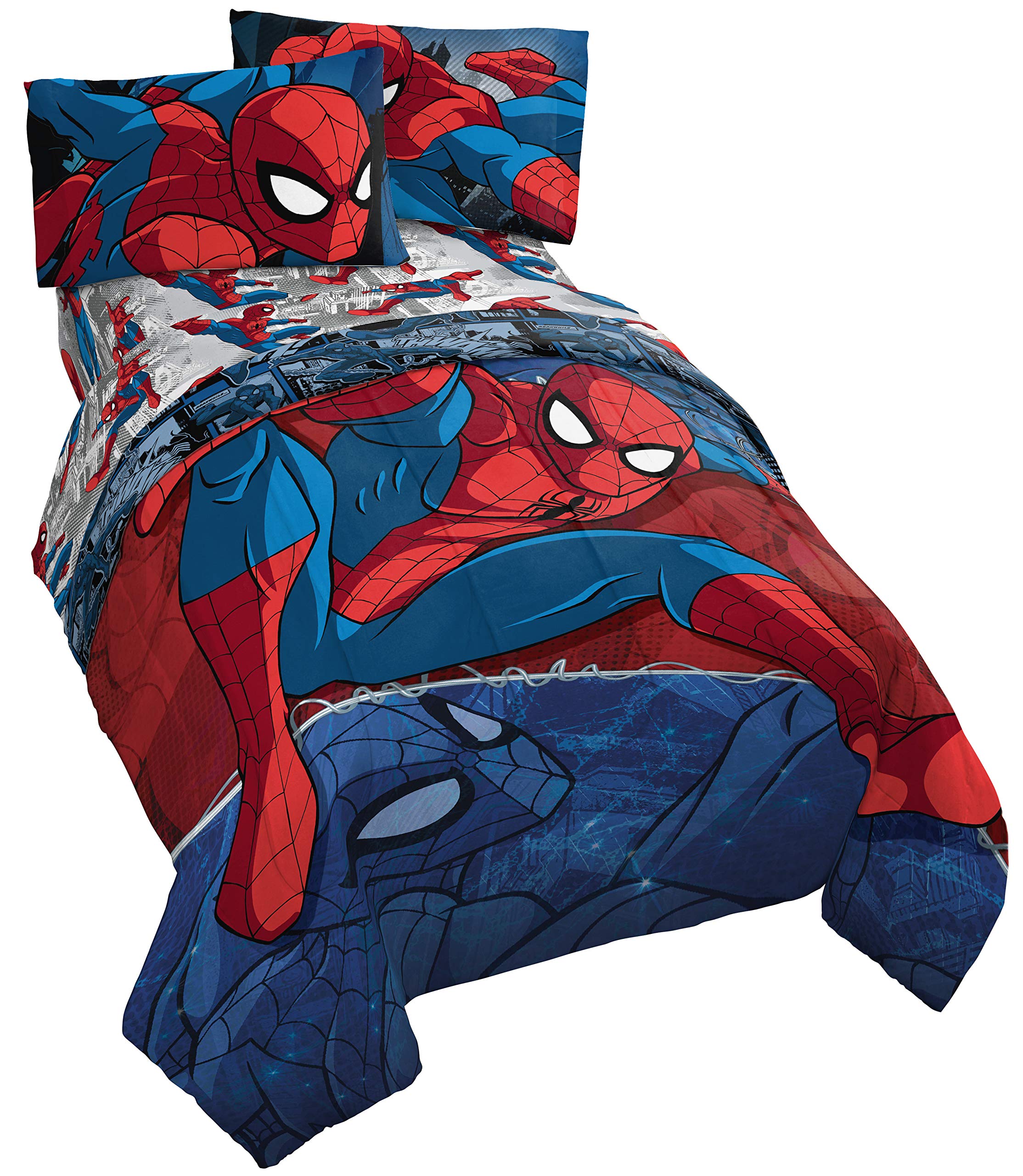 スパイダーマン グッズ 掛け布団 ＆ シーツセット シングルサイズ マーベル Spiderman Burst 子供 部屋 寝具画像