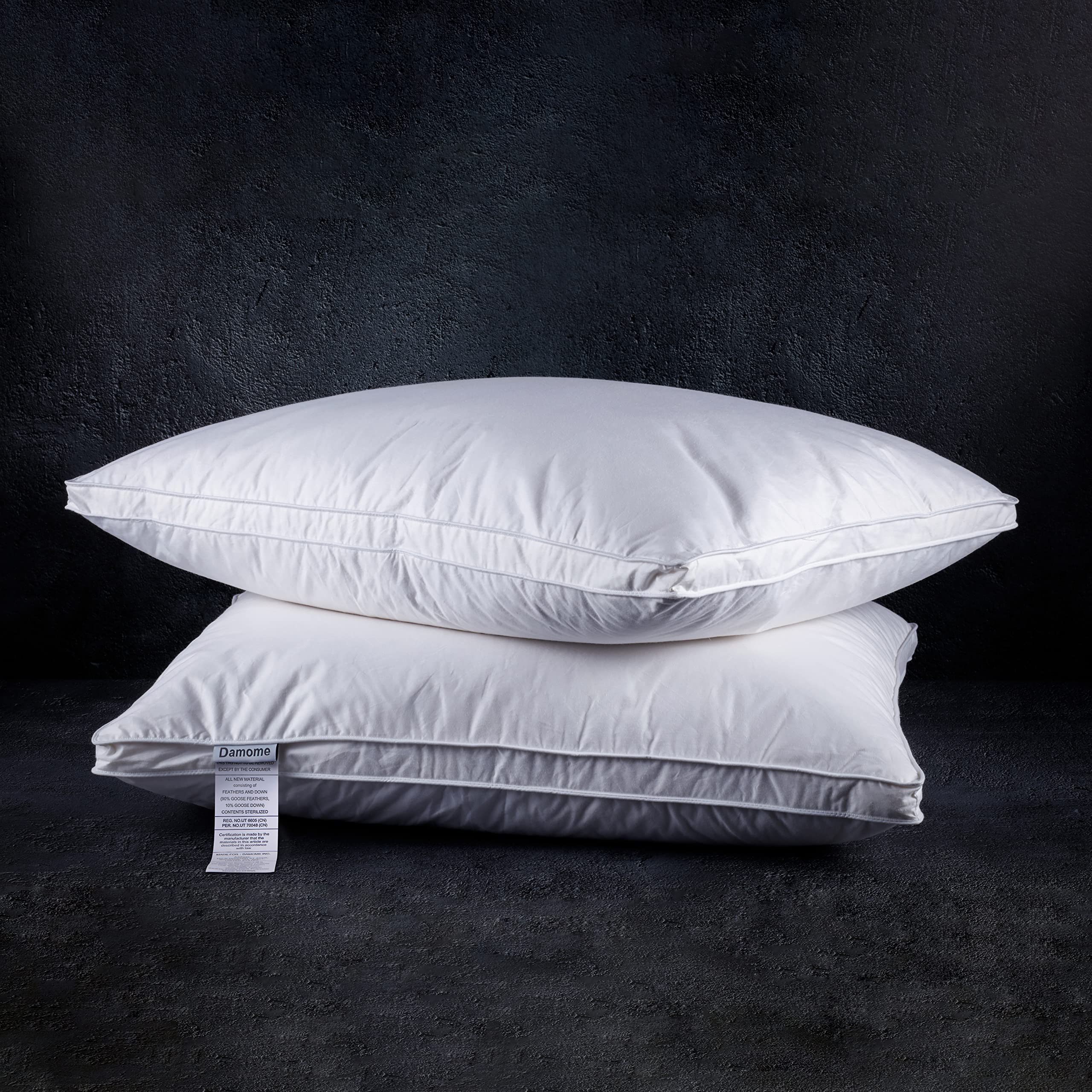 睡眠用ソフトダウン枕(2パック)、キング(20インチx36インチ) - ホワイトダックダウンフェザーベッド枕インサート、100%コットンカバー40秒/2、233スレッドカウント、軽量、ふわふわの睡眠枕、すべての睡眠のための枕