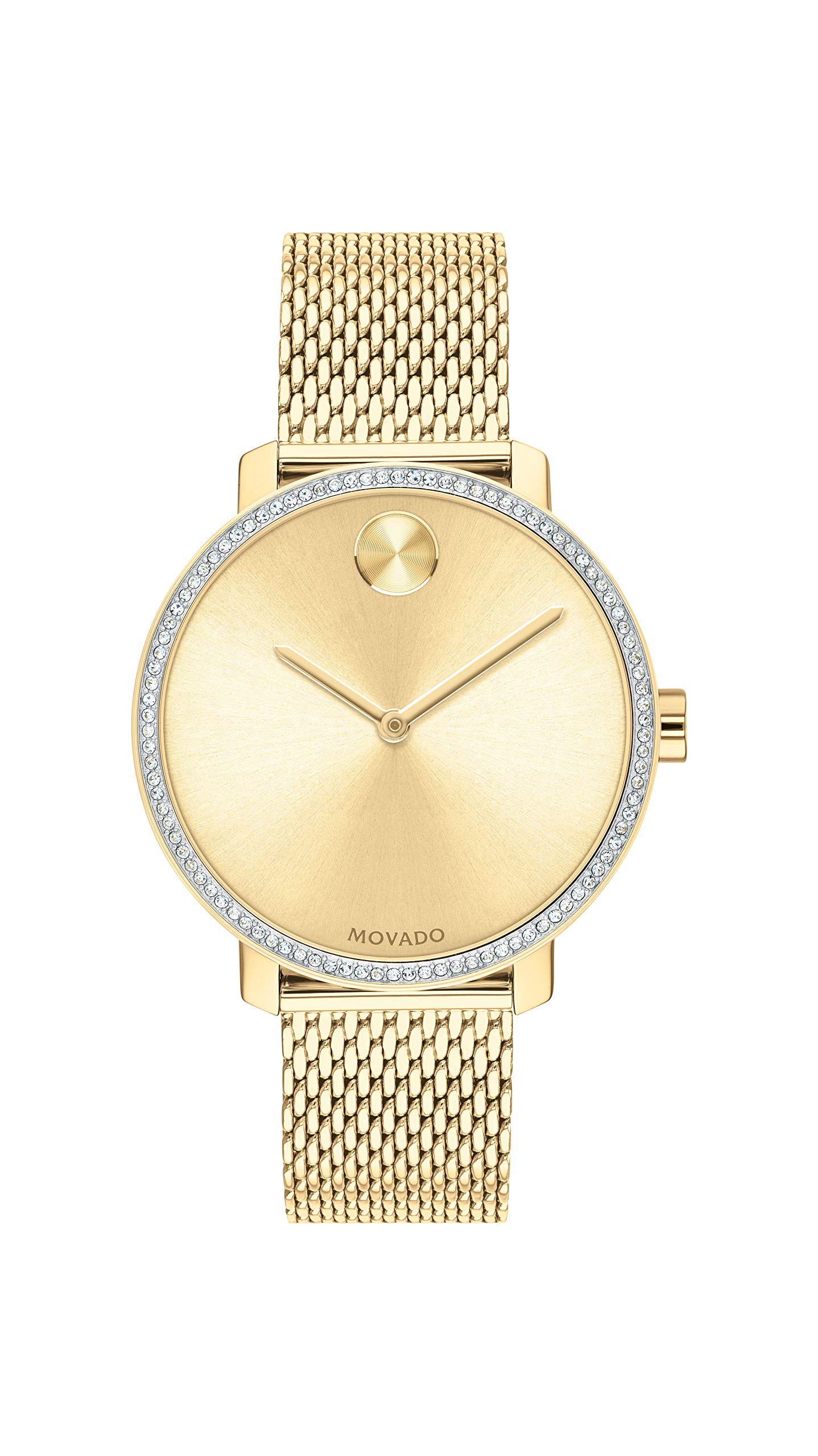 Movado レデイーズ 黒板 シマー スイスクォーツ ステンレス鋼スチール写真とメッシュ腕輪 カジュアルウォッチ 色つや: (模範例: 3600656) 黄味がかった 石英時辰儀