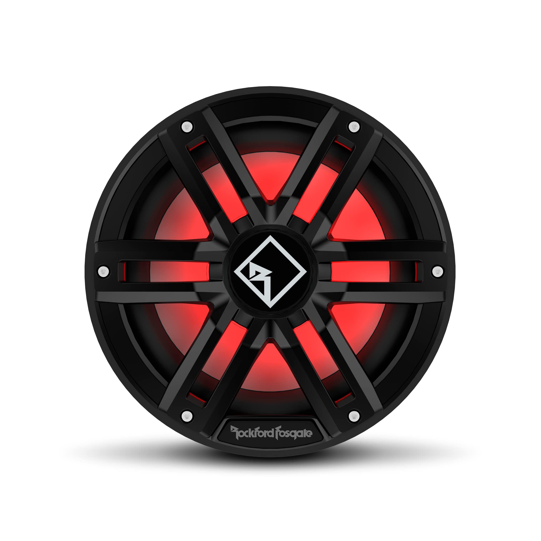 Rockford Fosgate M2D2-10IB Color Optix 10インチ DVC 2オーム インフィニットバッフル マルチカラーLEDライト付きマリンサブウーファー ブラック/ステンレス